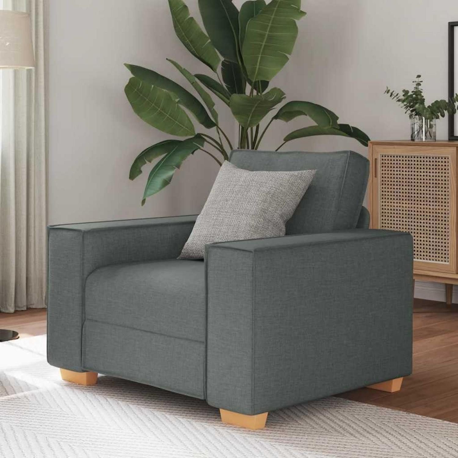 LuxusKollektion Sofa Sofa Stuhl Stoff Sitzkissen Couch Schlafzimmer 60 cm Dunkelgrau
