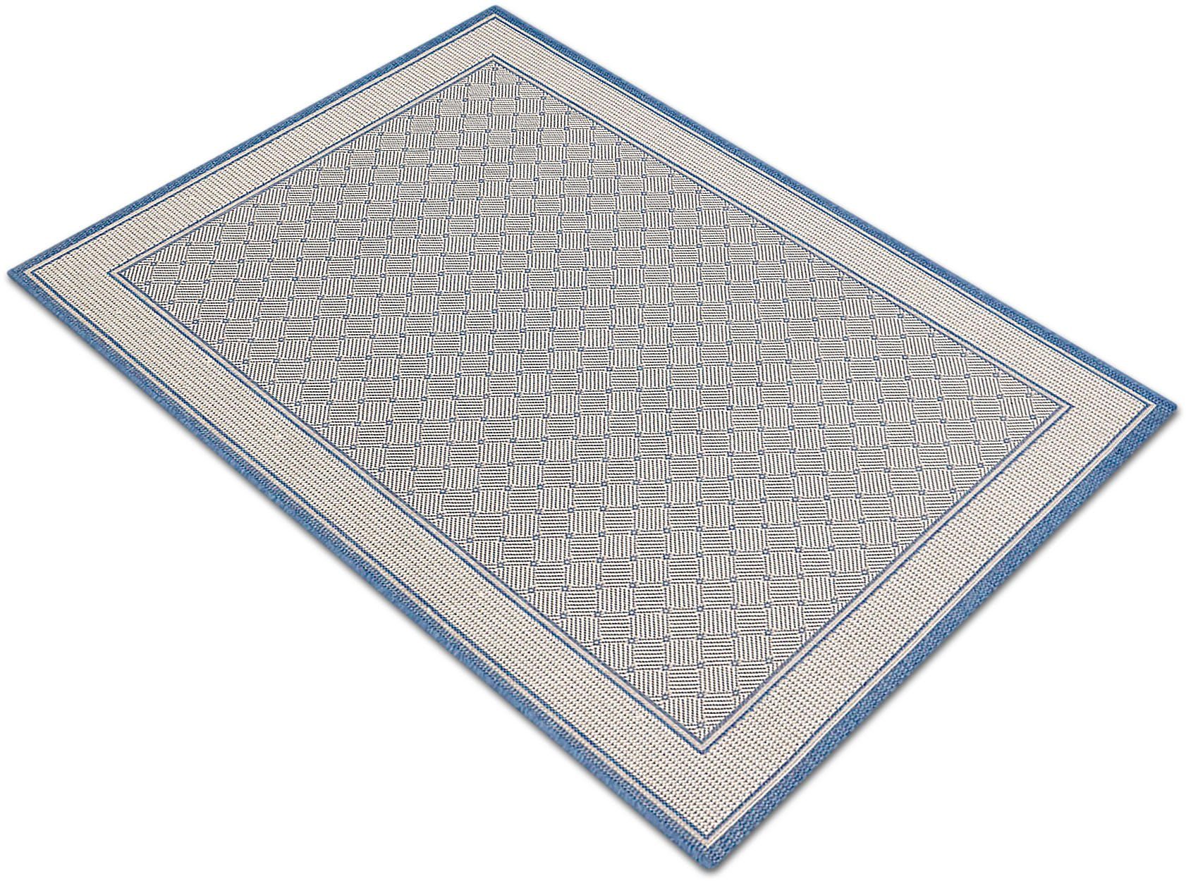 Teppich Faberg, andas, rechteckig, Höhe: Sisal-Optik, Scandi pflegeleicht, mit Bordüre, blau 5 mm, Flachgewebe