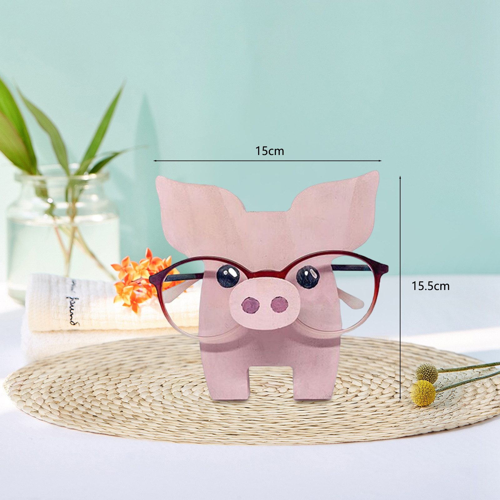GarveeMore Podest Hölzerner Brillenhalter Ständer Kreative Tierform Sonnenbrille Display, Display Rack für Home Desk Nachttisch Pinguin,Schwein,Katze Muste