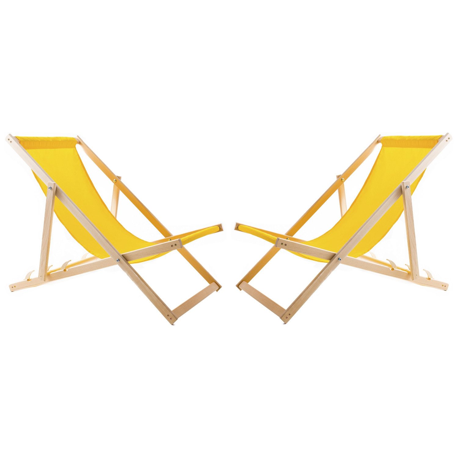 WOODOK Gartenstuhl, Set aus 2 Liegestühlen inkl. Beistelltisch