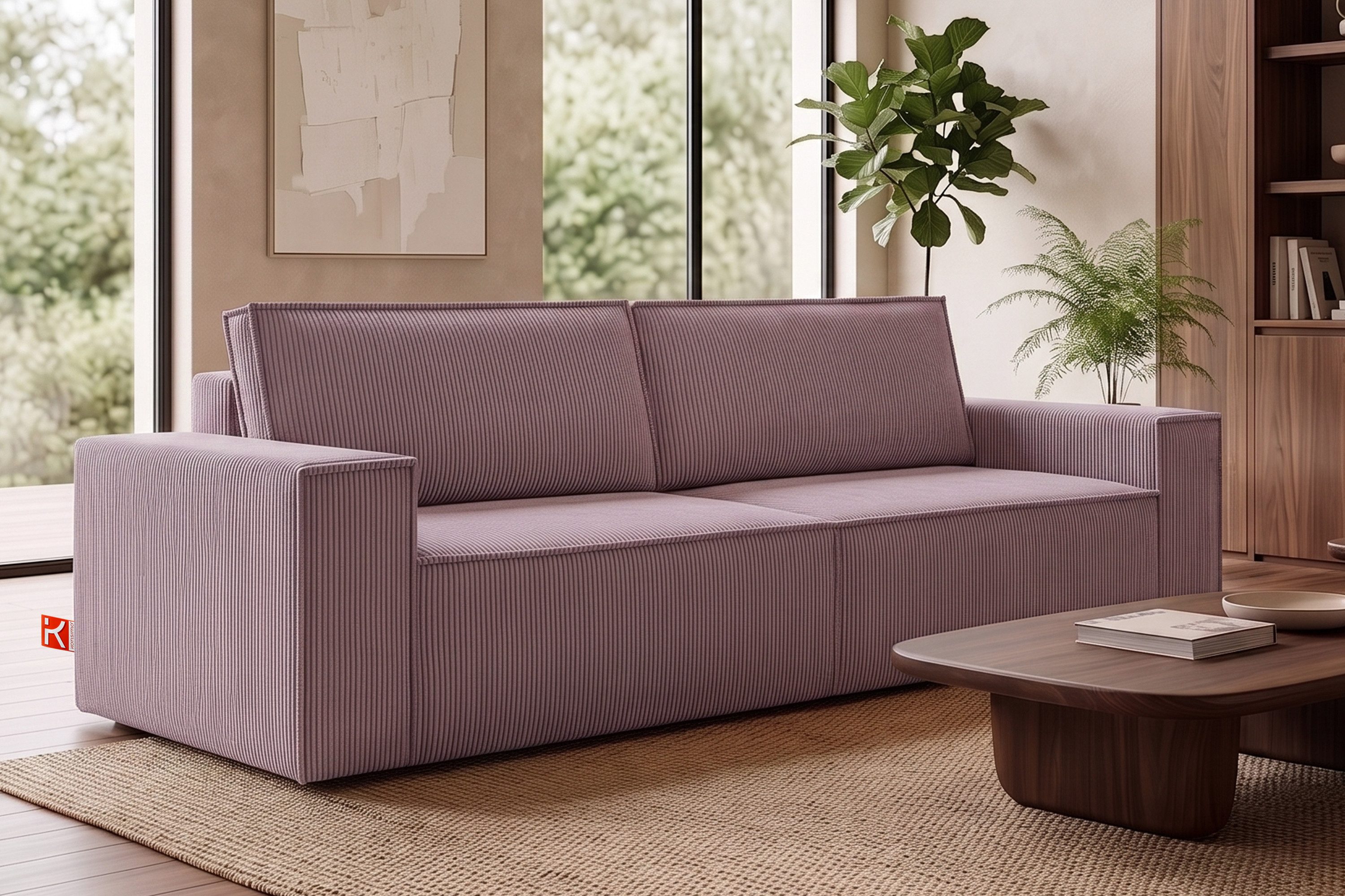 KONSIMO® 3-Sitzer NAPI Sofa mit Schlaffunktion & massivem Gestell, hergestellt in der EU, Couch für Dauerschläfer, mit Wellenunterfederung, Großer Bettkasten
