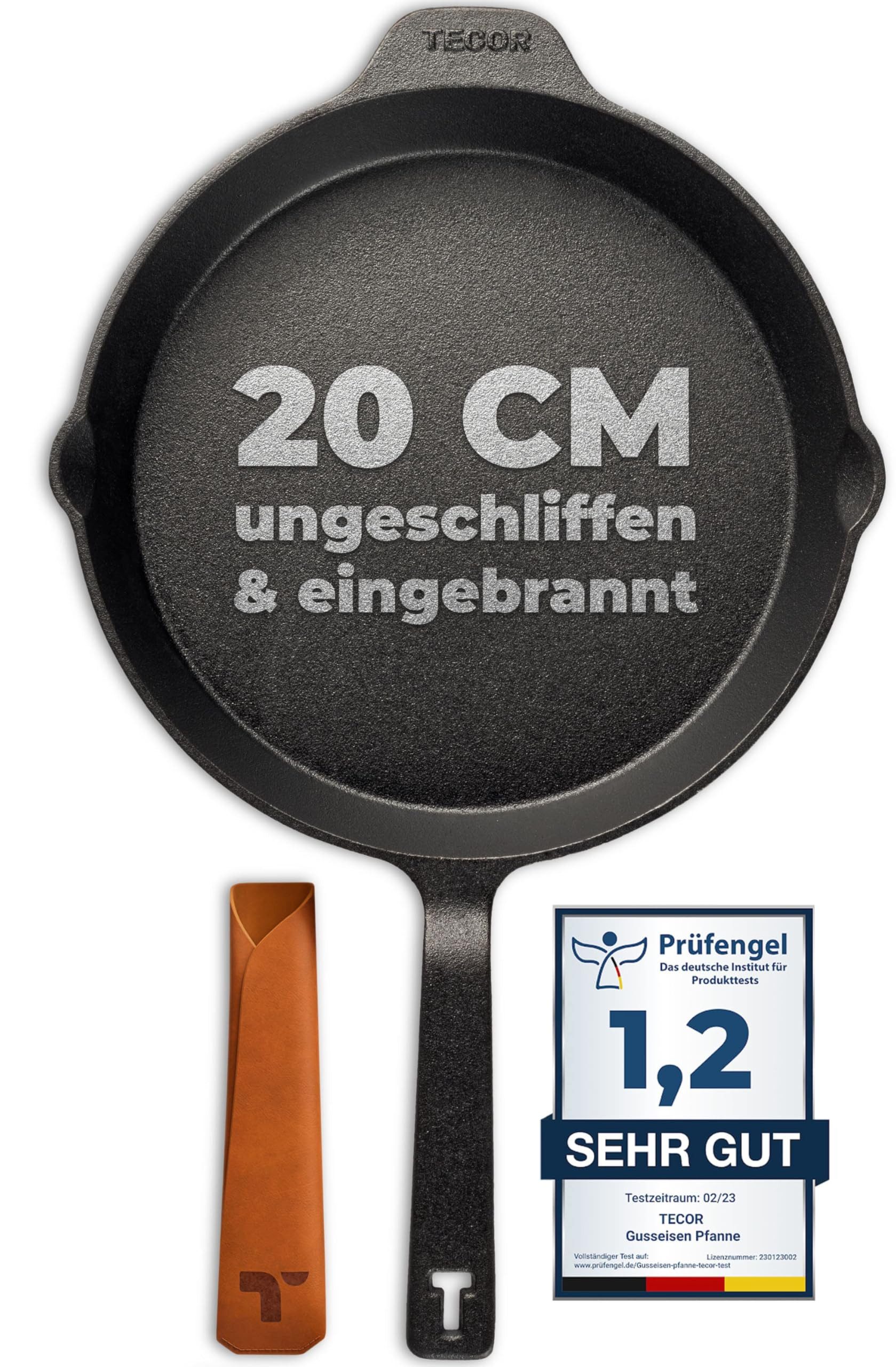 Tecor Grillpfanne Induktion - Gusseisenpfanne ungeschliffen - versch. Größen - Antihaft, Gusseisen (Cast iron pan induction)
