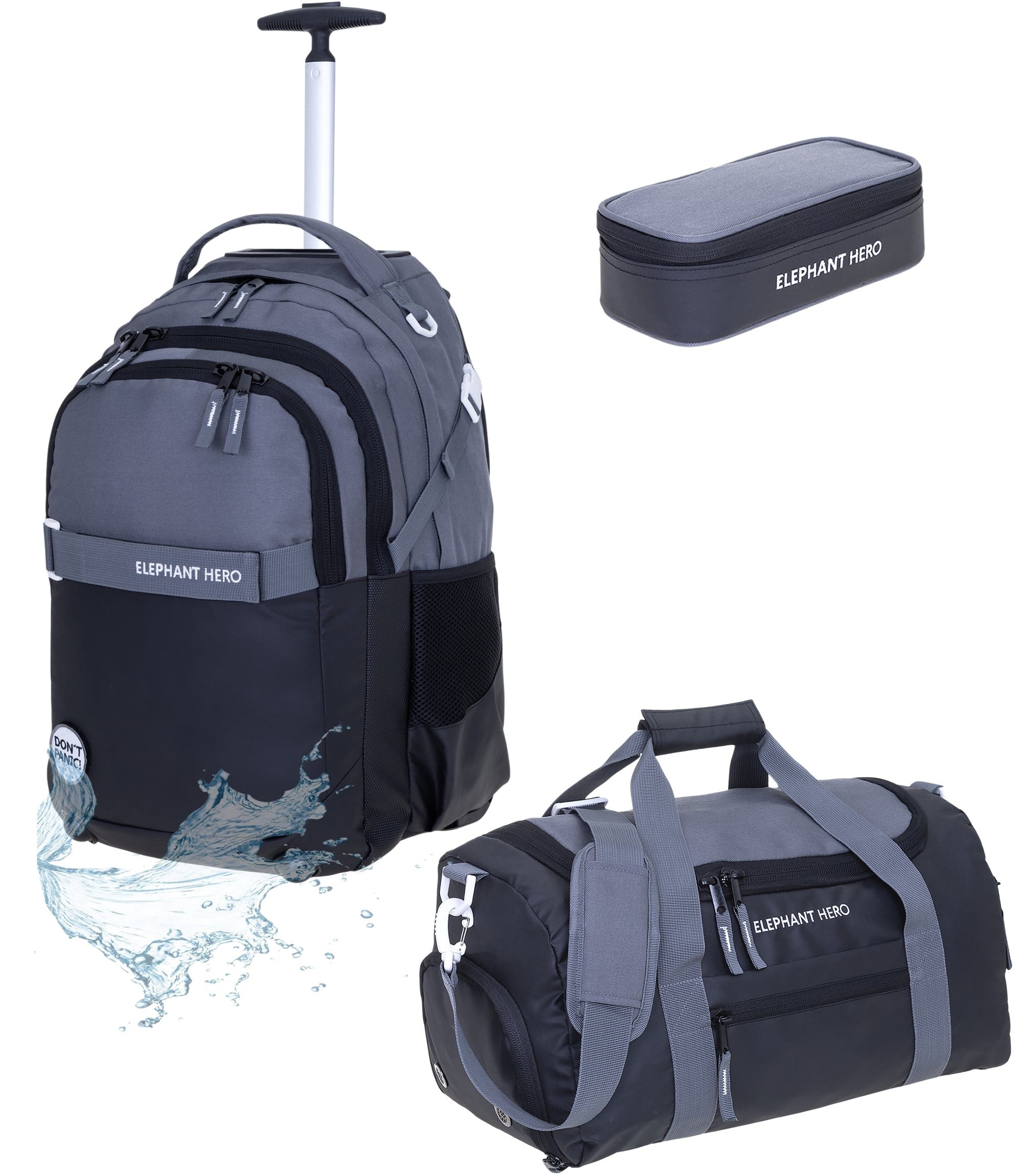 ELEPHANT Schulrucksack Schultrolley Trolley Hero Signature Schulrucksack (3 Teile Set), Rucksacktrolley Schule Rucksack Trolly, Sporttasche, Mäppchen Box +tsm