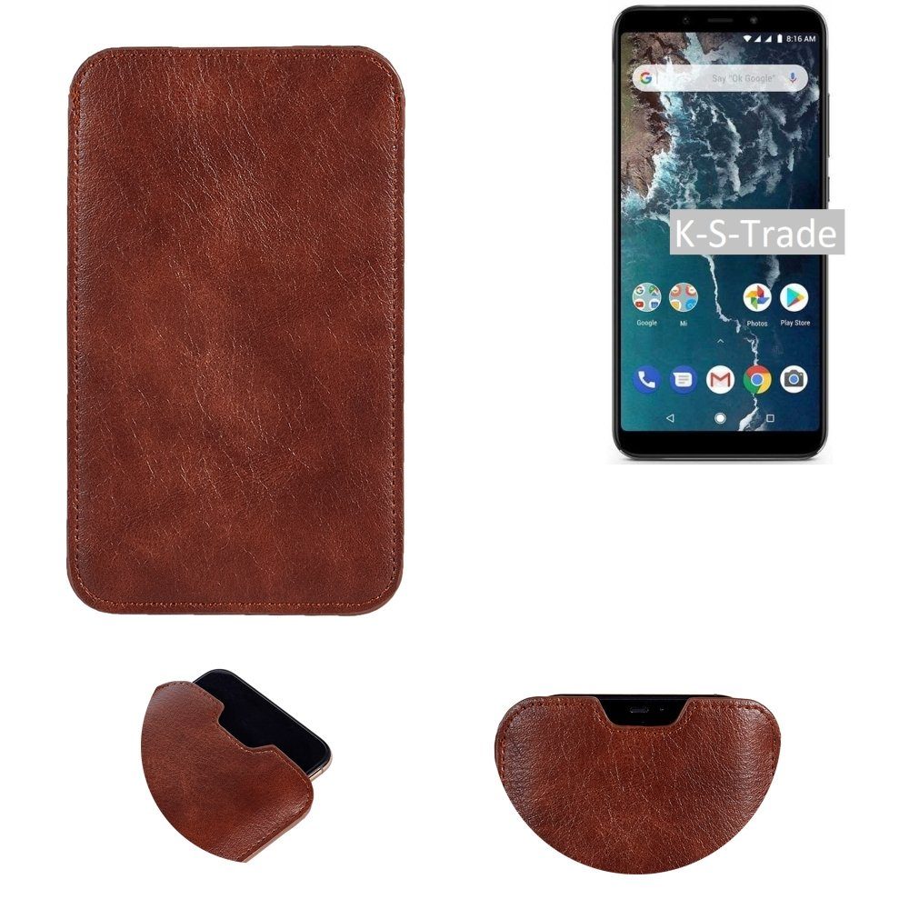 K-S-Trade Handyhülle für Xiaomi Mi A2, Schutzhülle Handyhülle Handytasche Kunstleder Sleeve in braun