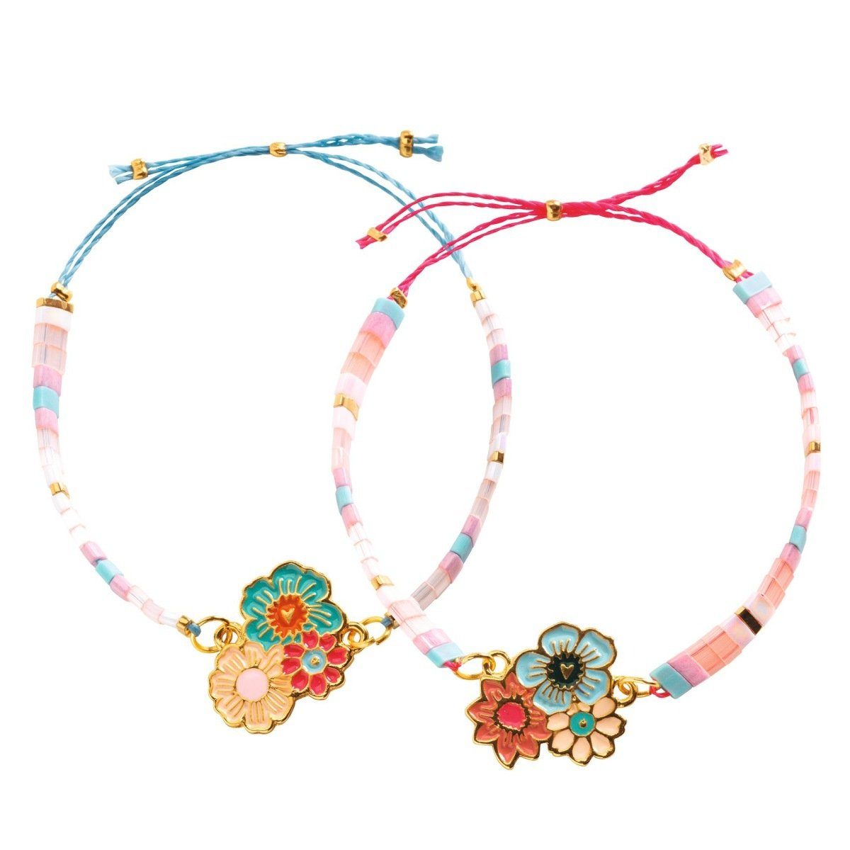 DJECO Kreativset Schmuck basteln: Blumen Bastelset Perlen Armbänder