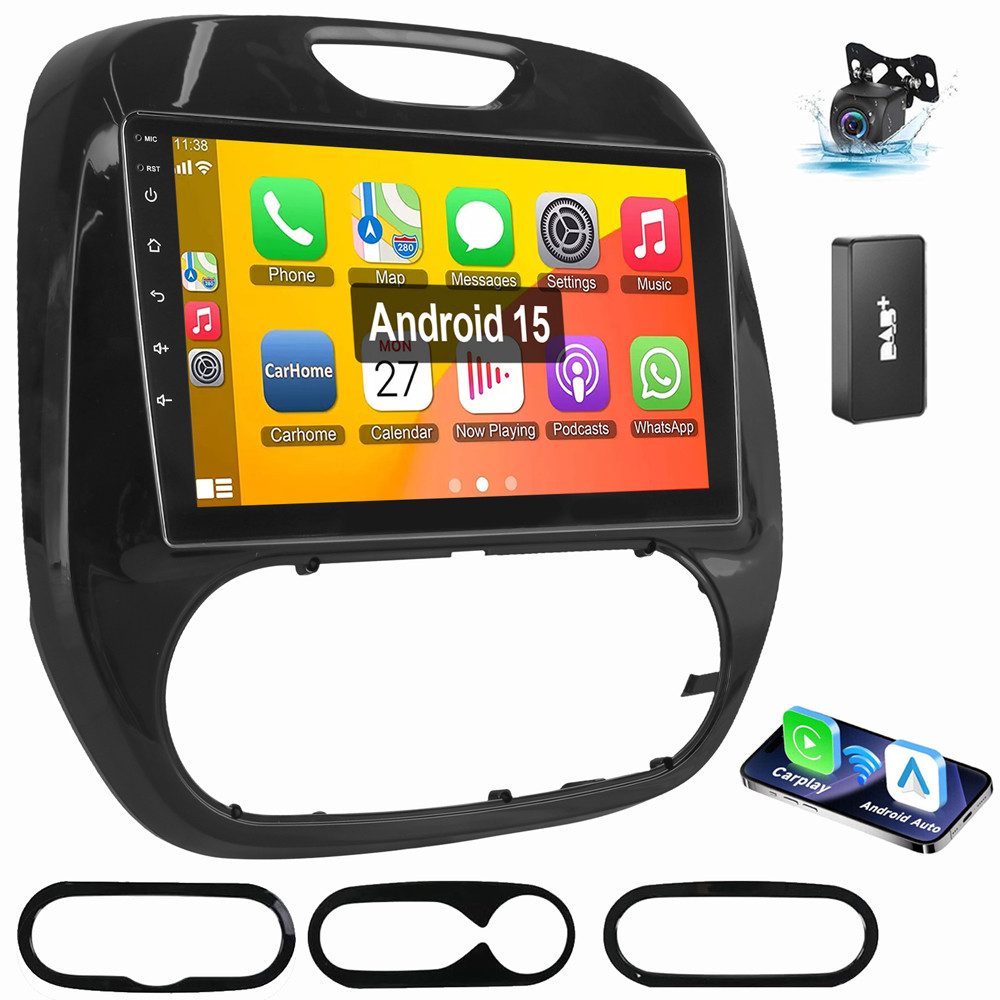 ESSGOO Für Renault Captur Kaptur 2013-2019 Android 15 Autoradio (RDS, Digitalradio (DAB), FM, AM, Carplay Android Auto GPS Navi WIFI BT)
