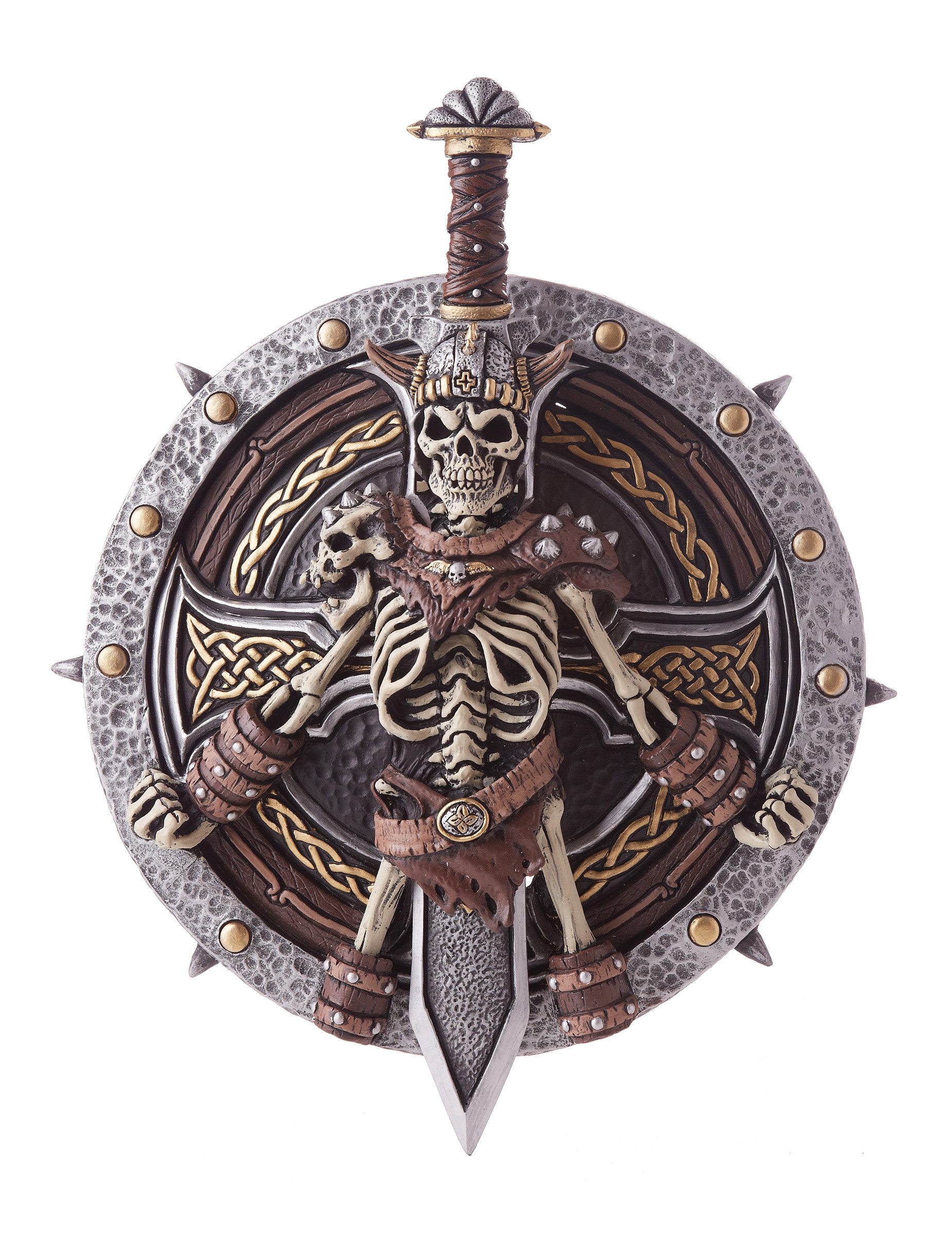 Kostüm Wikinger Waffen-Set Schild und Schwert silber-gold-braun 2-teilig ca.
