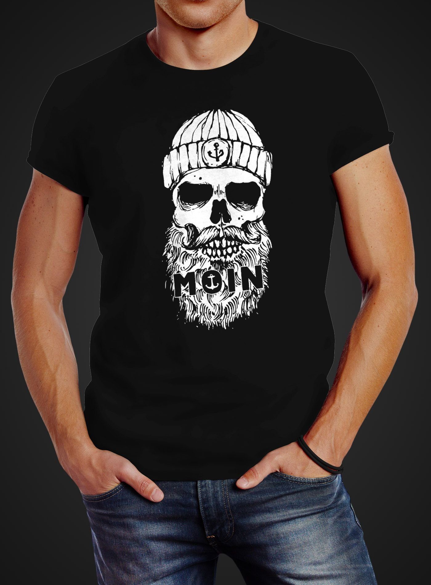 Neverless Print-Shirt Neverless® Herren T-Shirt Moin Totenkopf Anker Skull günstig online kaufen
