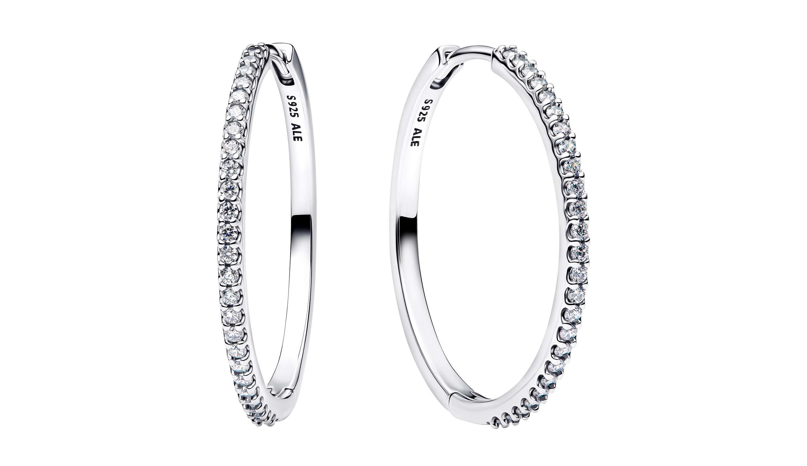 Pandora Paar Creolen 294650C01, für Damen Funkelnde Silber – Bild 3 von 3