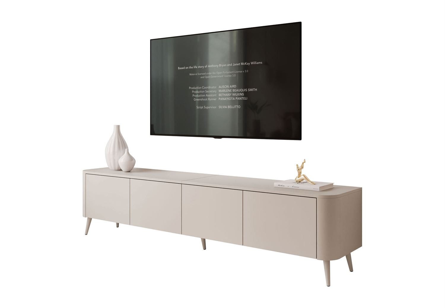 Lookway TV-Schrank CELESTE PUSH OPEN mit Beleuchtung auf Füßen (2x TV-Schrank mit LED Beleuchtung) 200x40x46,5 cm