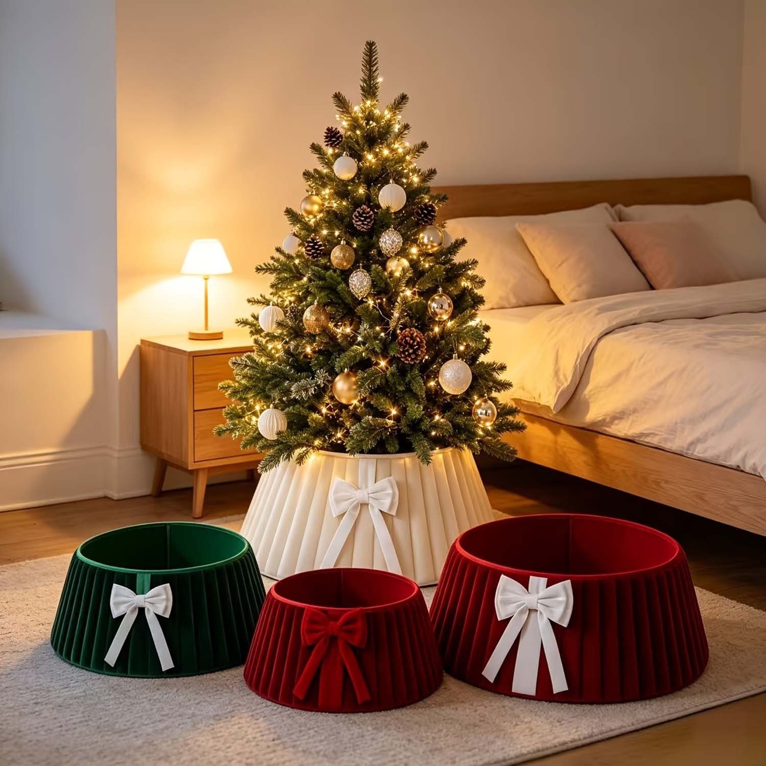 Bomiclss Christbaumschmuck Weihnachtsbaum Rock verziert mit einer Schleife – Bild 3 von 5