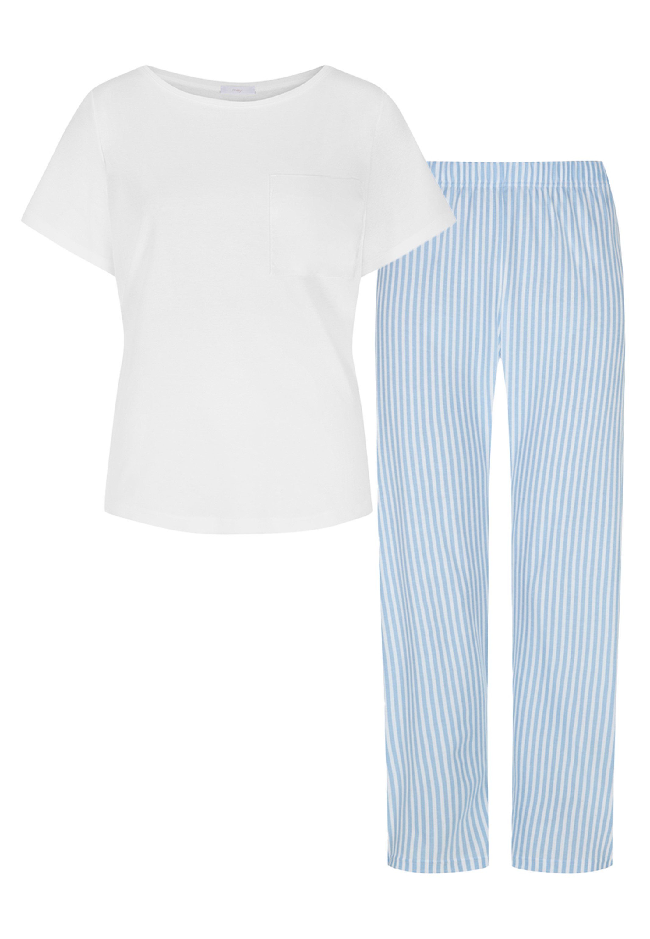 Mey Pyjama Night2Day sitzendes Locker - Schlafanzug Organic Baumwolle (Set, 2 - tlg) T-Shirt Cotton