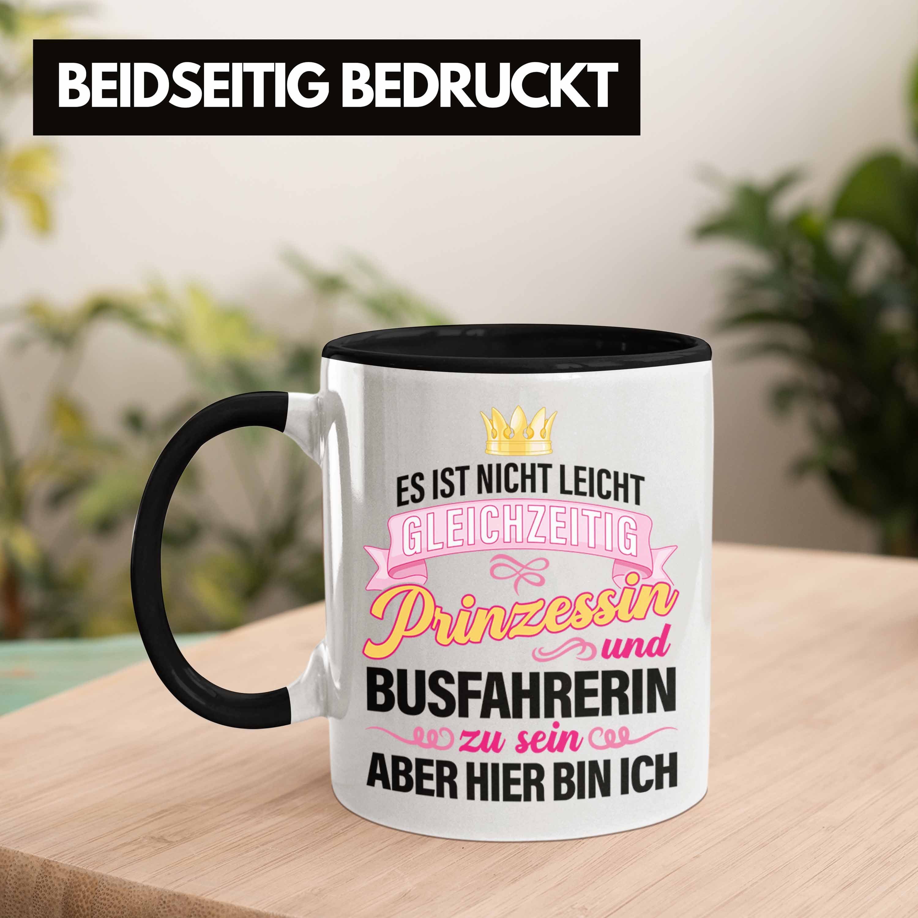 Trendation Tasse Trendation - Prinzessin Busfahrerin Spruch Bus-Fahrerin Geschenkidee Zubehör Lustig Schwarz Becher Geschenk Tasse