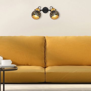 etc-shop LED Deckenleuchte, Leuchtmittel nicht inklusive, Deckenleuchte Metall schwarz gold Deckenstrahler 2 flammig Deckenlampe