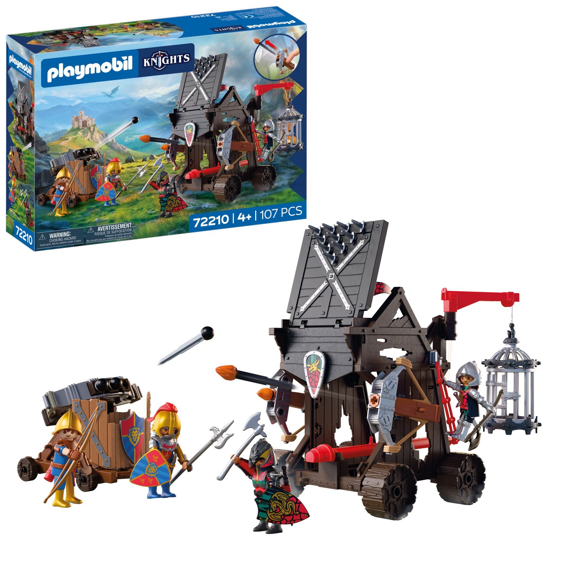Playmobil® Angriffsturm Drachenritter (72210), Knights Konstruktions-Spielset, (107 St), Made in Europe