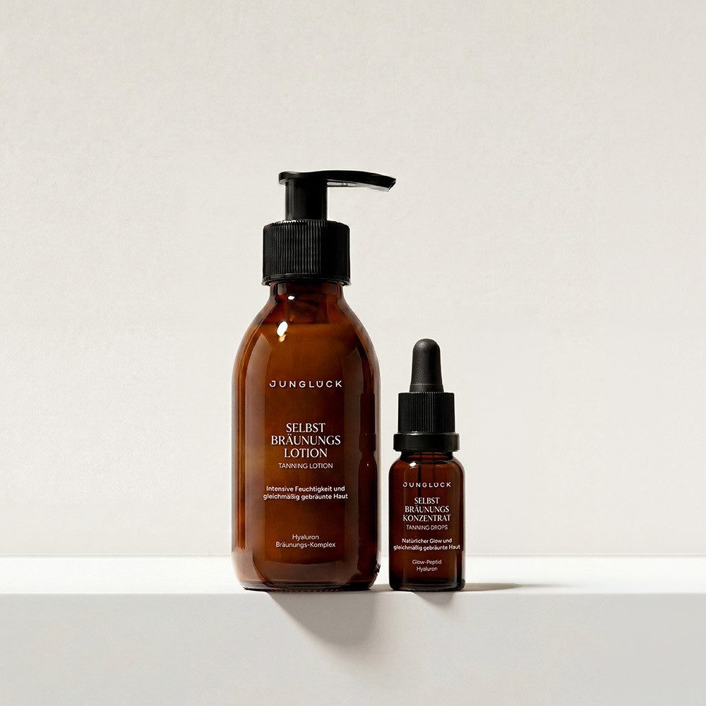 JUNGLÜCK Hautpflege-Set Care & Tan Kombi - Gschenkset, 1-tlg., Gepflegte Sommerbräune von Kopf bis Fuß