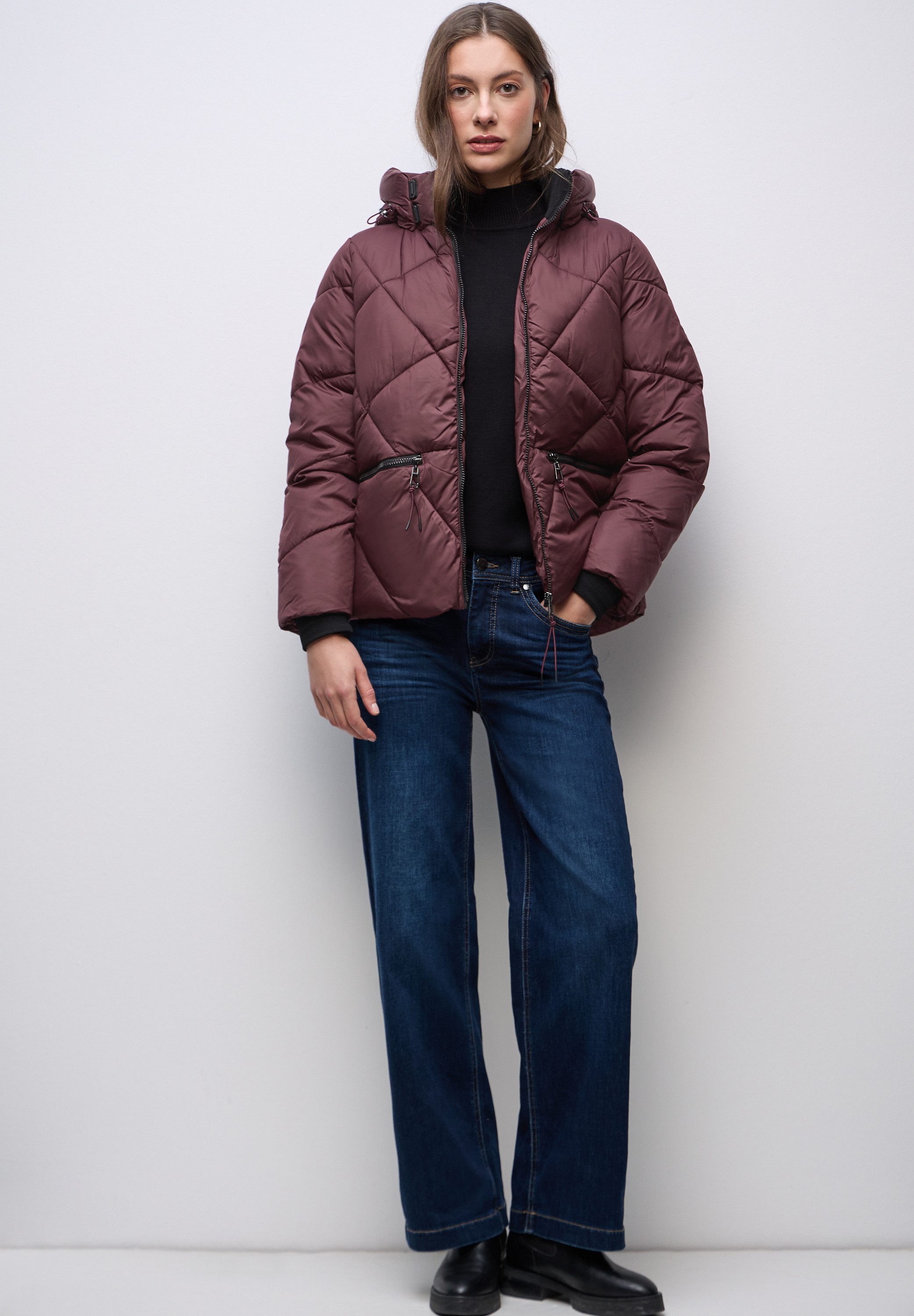 STREET ONE Steppjacke mit Kapuze mit Tunnelzugband