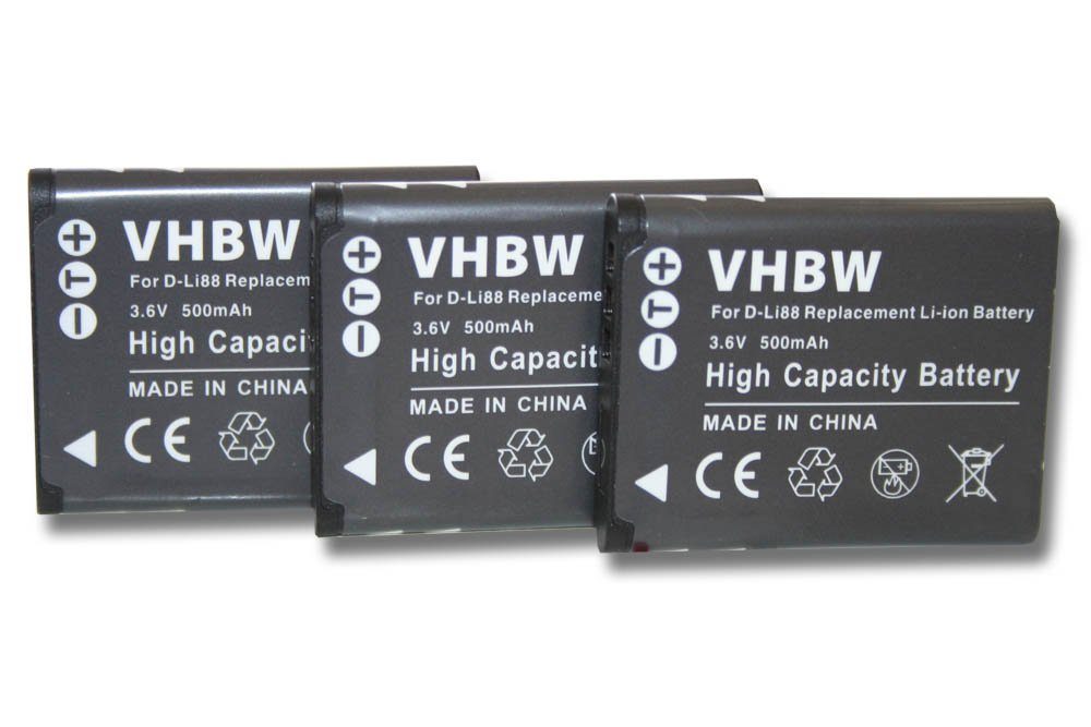 vhbw passend für Pentax Optio i90, H90, P70, P80, NB1000, RS1000, WS80, W90 Kamera-Akku 500 mAh