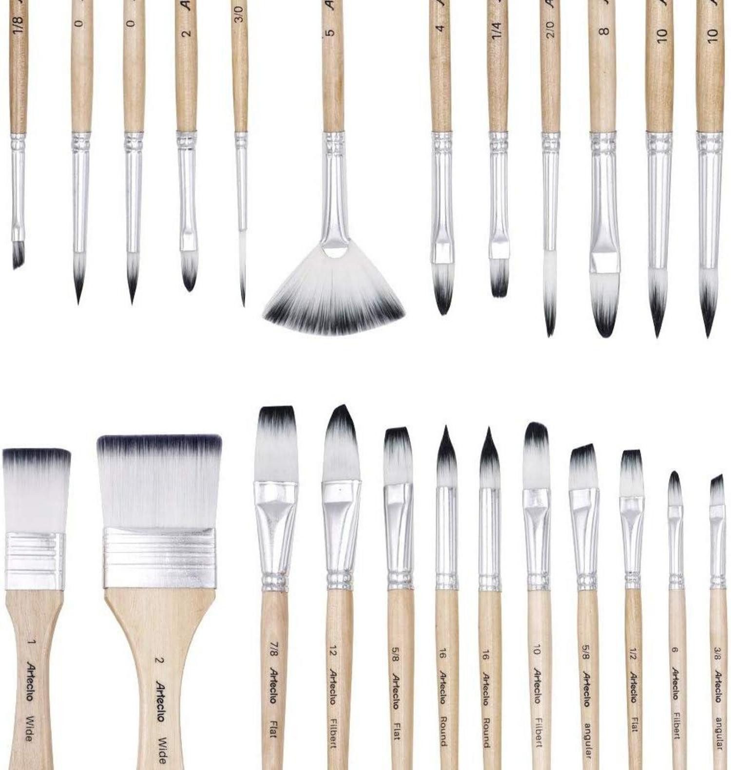 Pinselstift Pinselset für Acryl-, Aquarell- und Ölmalerei, 24 verschiedene