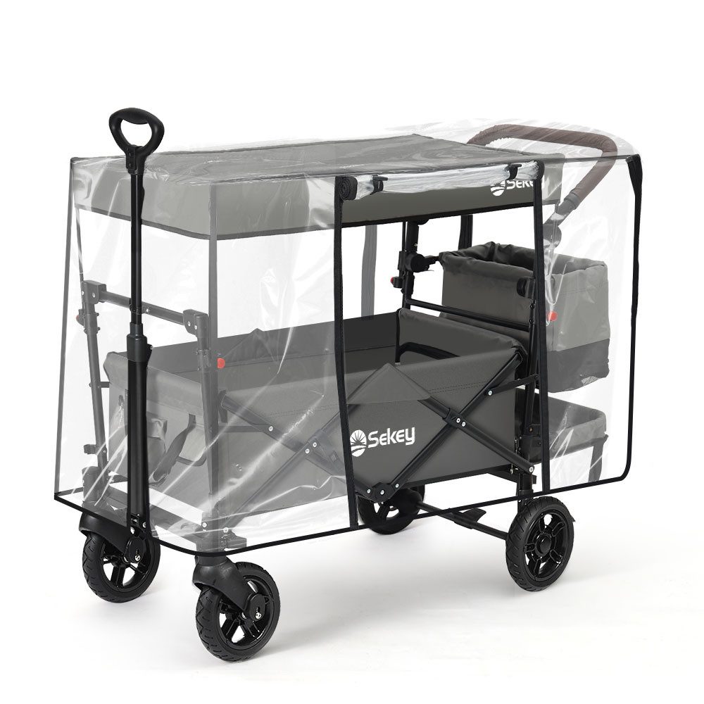 Sekey Kinderwagen-Regenschutzhülle Regenschutzhülle Schutzhülle für Bollerwagen Faltbar - Wetterschutz, Mit vier Reißverschlüssen und vier Hornverschlüssen