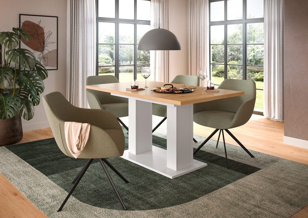 xonox.home Esstisch Esstisch Motion, ausziehbar, Doppelsäulen-Fußgestell, Artisan Eiche, Küchentisch, braune Tischplatte