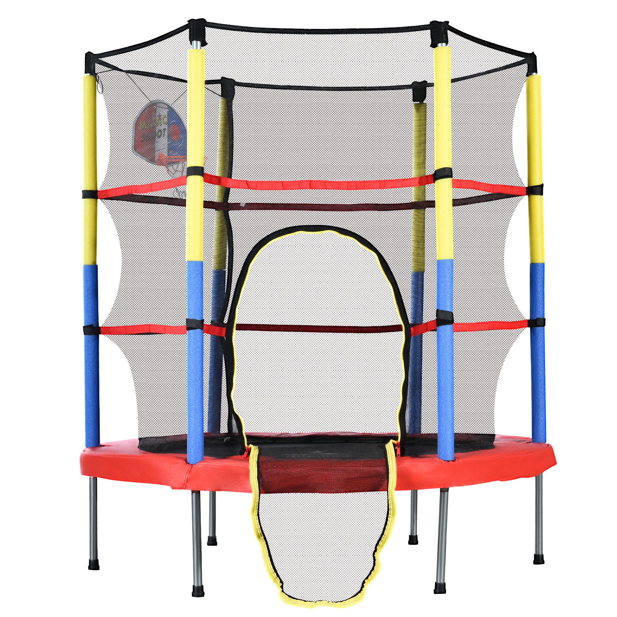 Kindertrampolin Gartentrampolin mit Basketballkorb – belastbar bis 45 kg, 164×140 cm