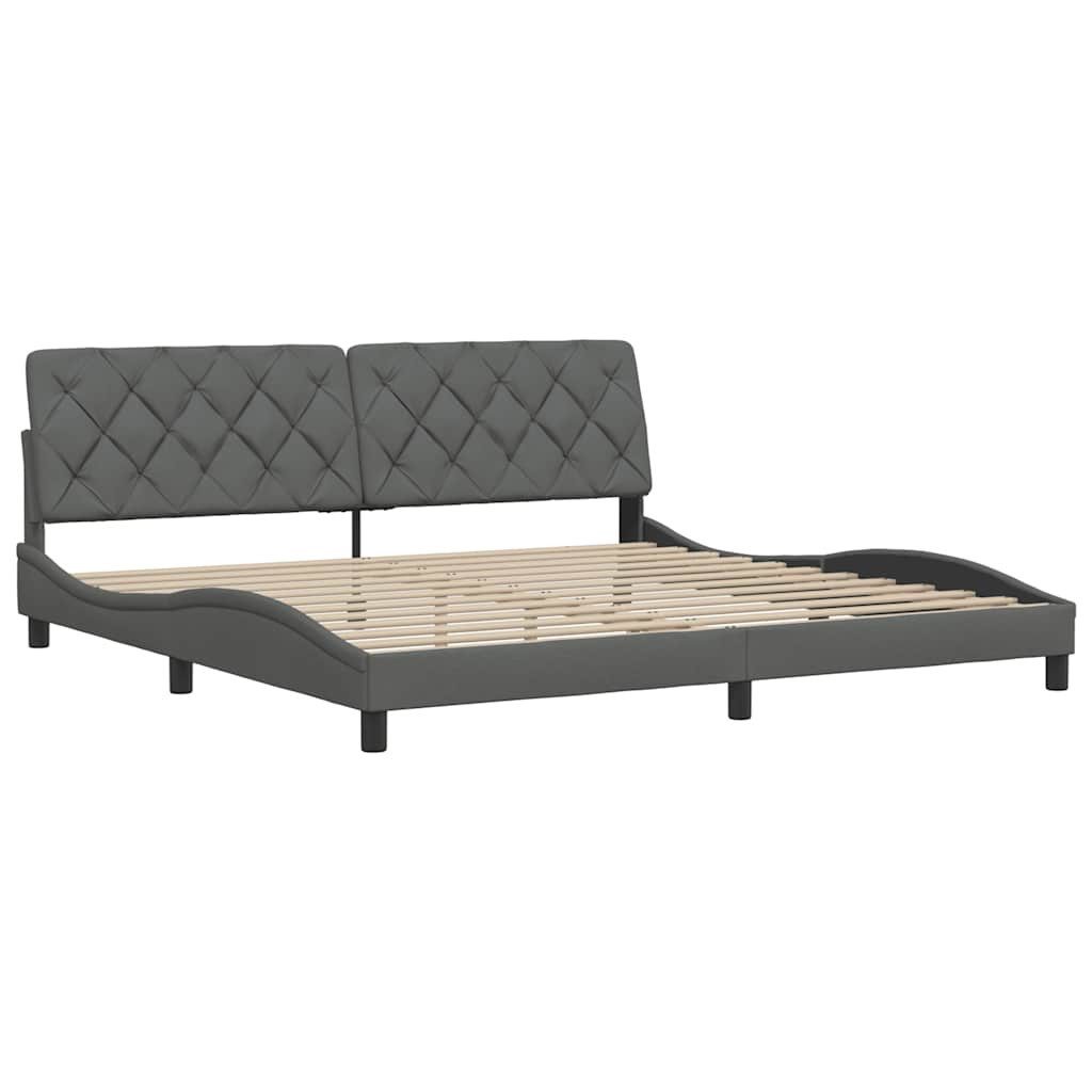 vidaXL Bett Bettgestell ohne Matratze Dunkelgrau 200x200 cm Stoff – Bild 4 von 5