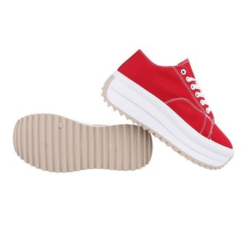 Ital-Design Damen Low-Top Freizeit Sneaker (85960112) Flach Sneakers Low in Rot