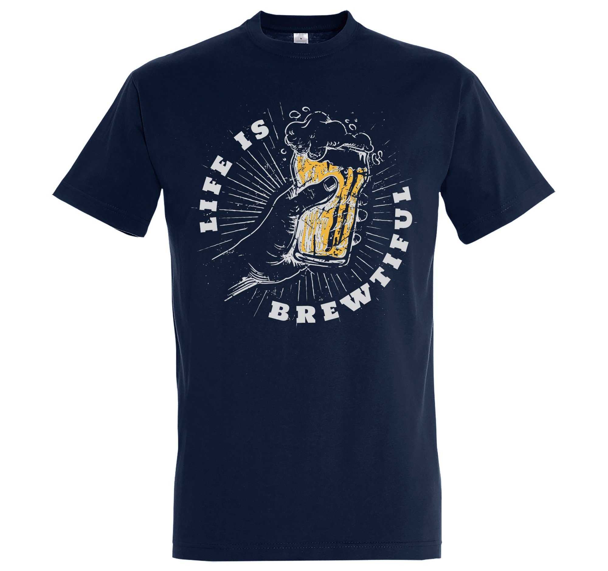 Youth Designz T-Shirt Life Is Brewtiful Herren Shirt mit trendigem Frontprint Navyblau