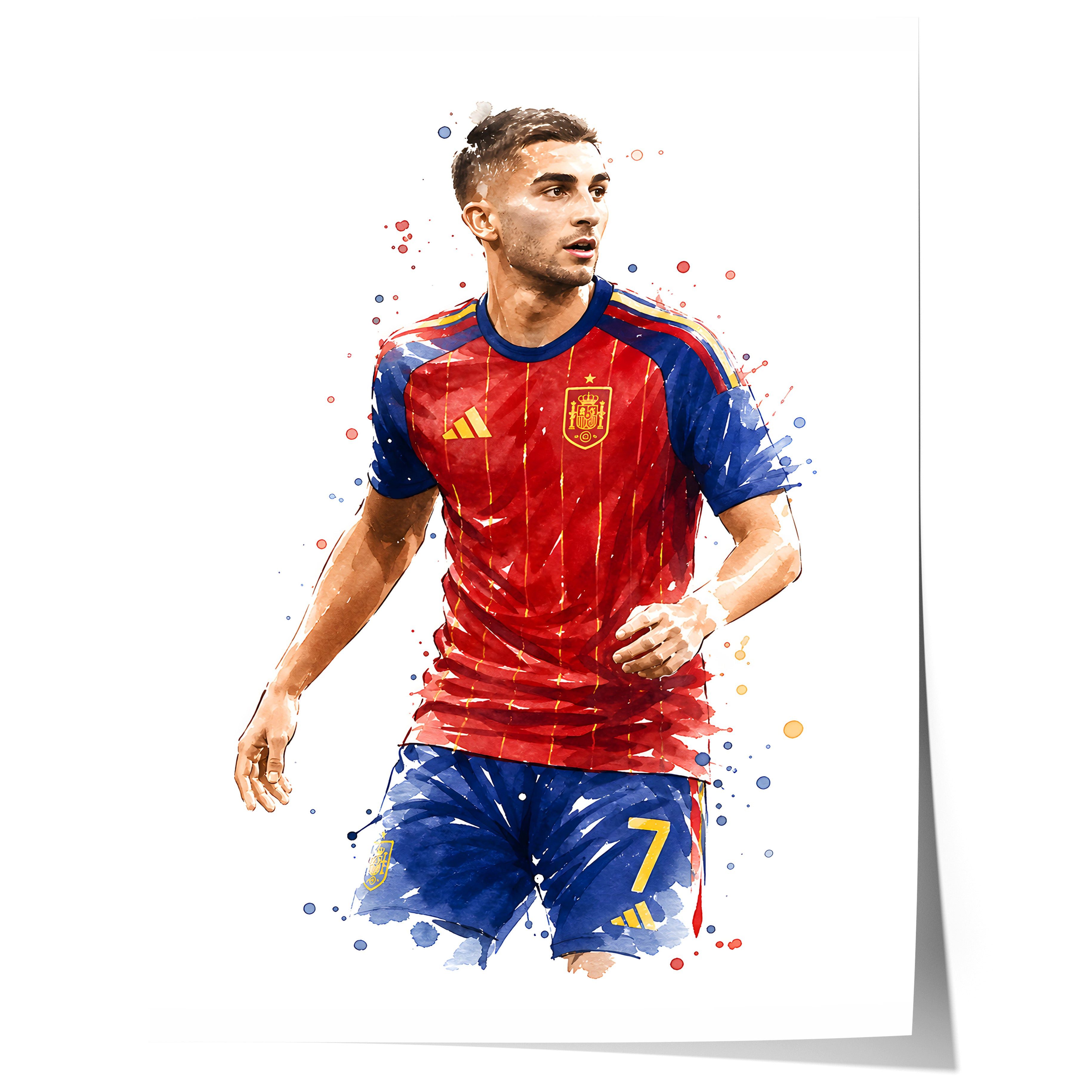 JUSTGOODMOOD Poster Spanien Fussball Geschenkidee Aquarell Sport Wandbild Deko Print ohne, (1 St)