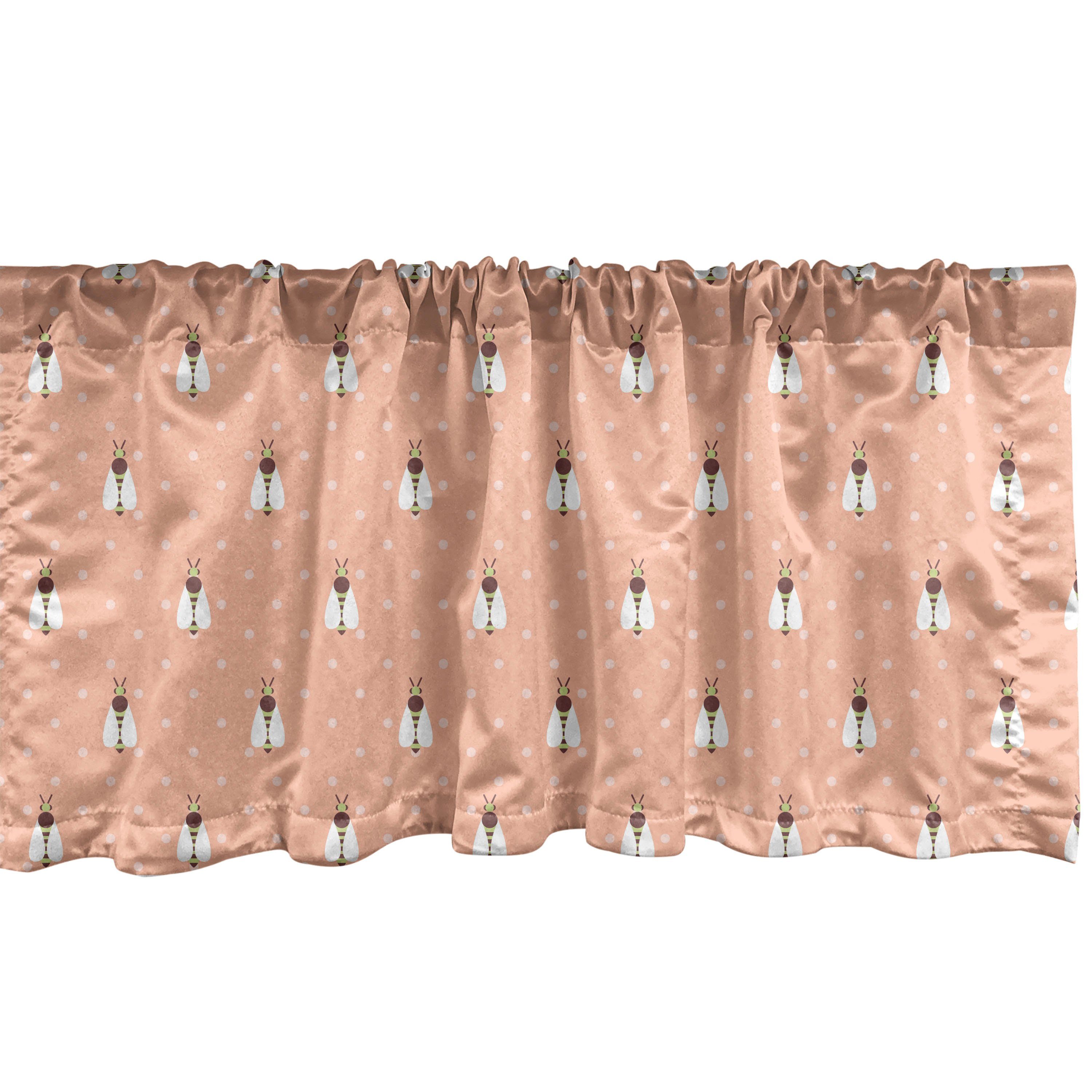 Scheibengardine Vorhang Volant für Küche Schlafzimmer Dekor mit Stangentasche, Abakuhaus, Microfaser, Insekten Einfache Motten auf Tupfen