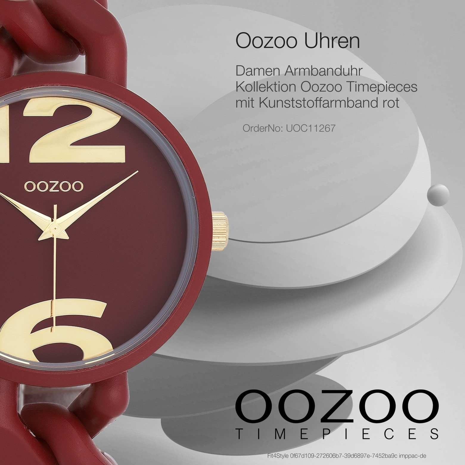 40mm) Damenuhr Fashion-Style Quarzuhr Armbanduhr groß Damen rund, OOZOO (ca. Oozoo Kunststoffarmband, Timepieces Analog,