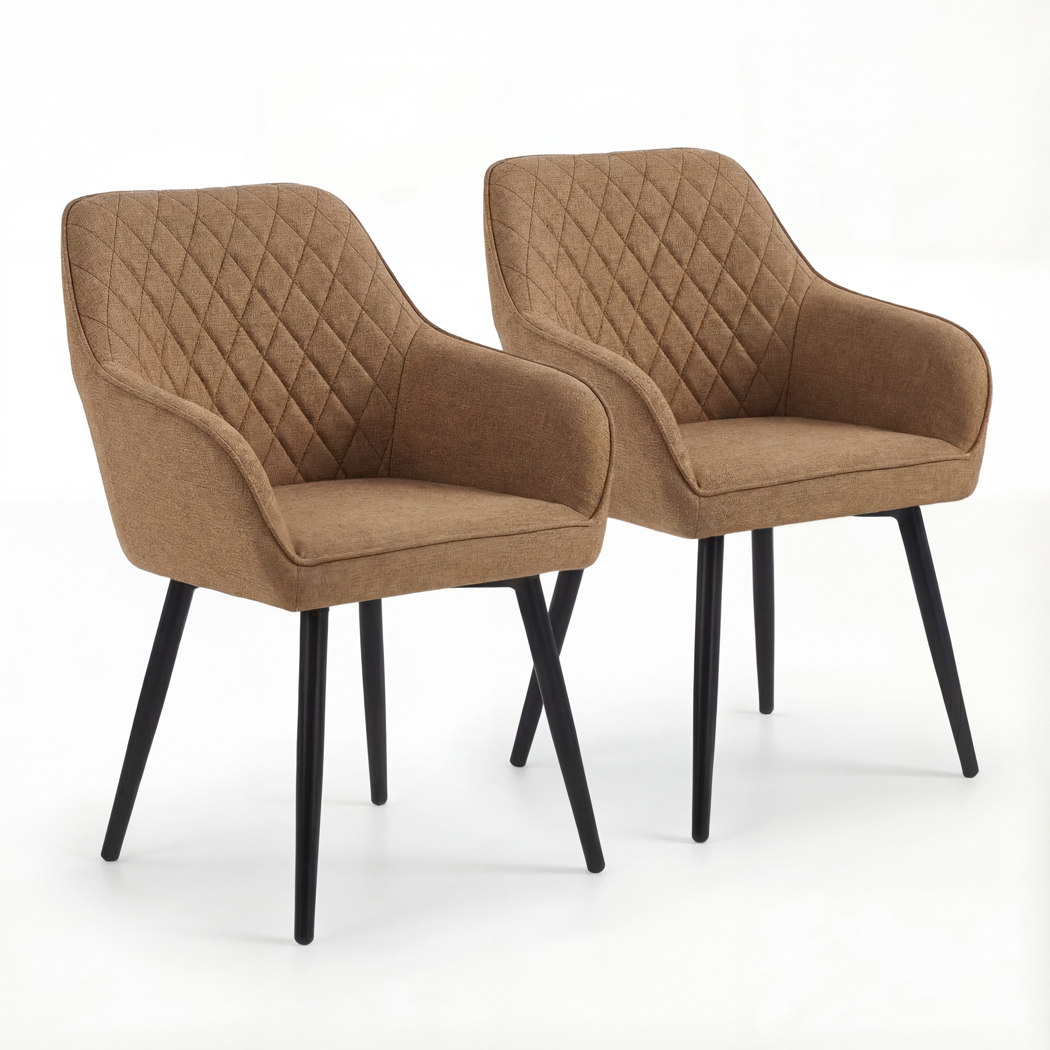 HOMAVO Esszimmerstuhl YZ8 mit Armlehnen in Stoff oder Kunstleder (2er-Set), mit Armlehnen, moderne Rautensteppung, weiche Polsterung