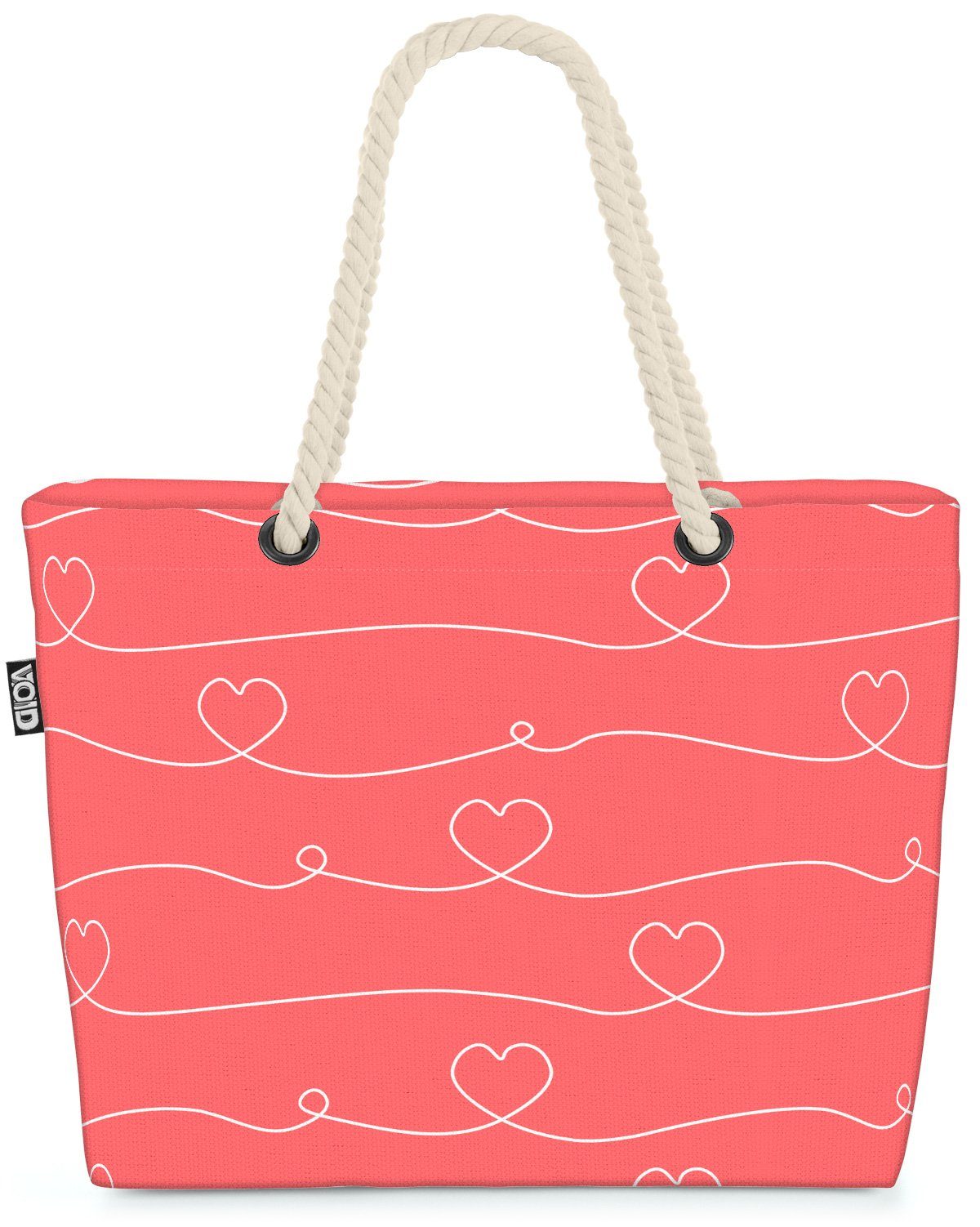 VOID Strandtasche (1-tlg), Herzmuster Grafik Linien Herzmuster Grafik Linien Valentinstag Herzen