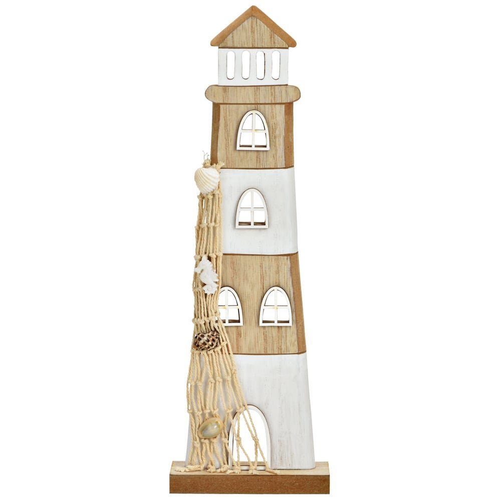 Holz natur Dekoaufsteller Dekofigur 10x30x4 matches21 Leuchtturm & HOBBY (1 St) Aufsteller cm HOME