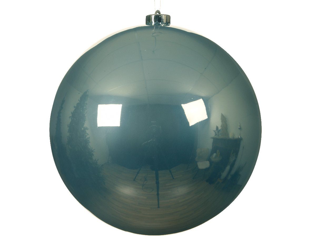 Decoris season decorations Weihnachtsbaumkugel, Nebelblau Kunststoff Weihnachtskugeln - 1 14cm Stück