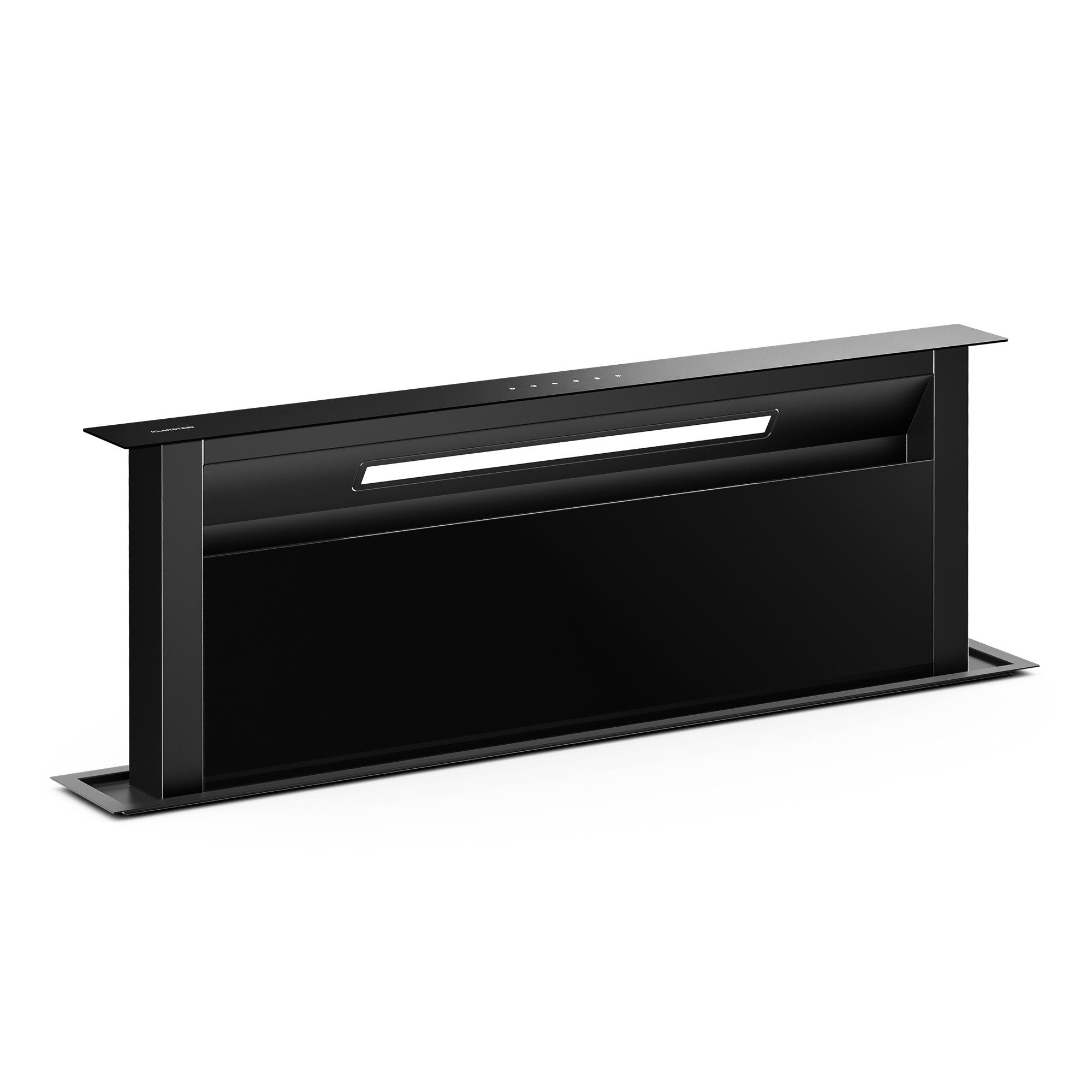Klarstein Deckenhaube Velaire Serie Velaire Downdraft 90 cm 906 m³/h A++ Touch LED Glas matte Akzente Velaire, Dunstabzugshaube Downdraft Kochfeldabzug Umluft Abluft 906 m³/h