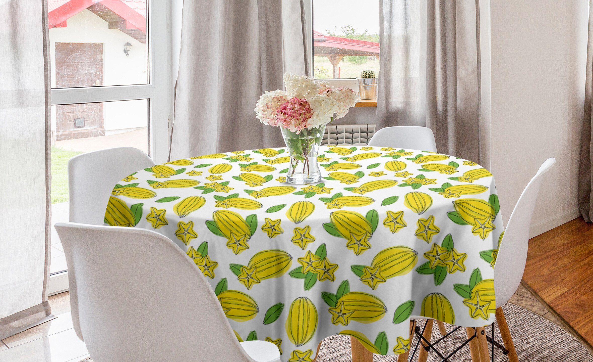 Kreis Fruit Dekoration, Hawaii Star Esszimmer Exotic Abdeckung Tischdecke Carambola Küche Abakuhaus Tischdecke für