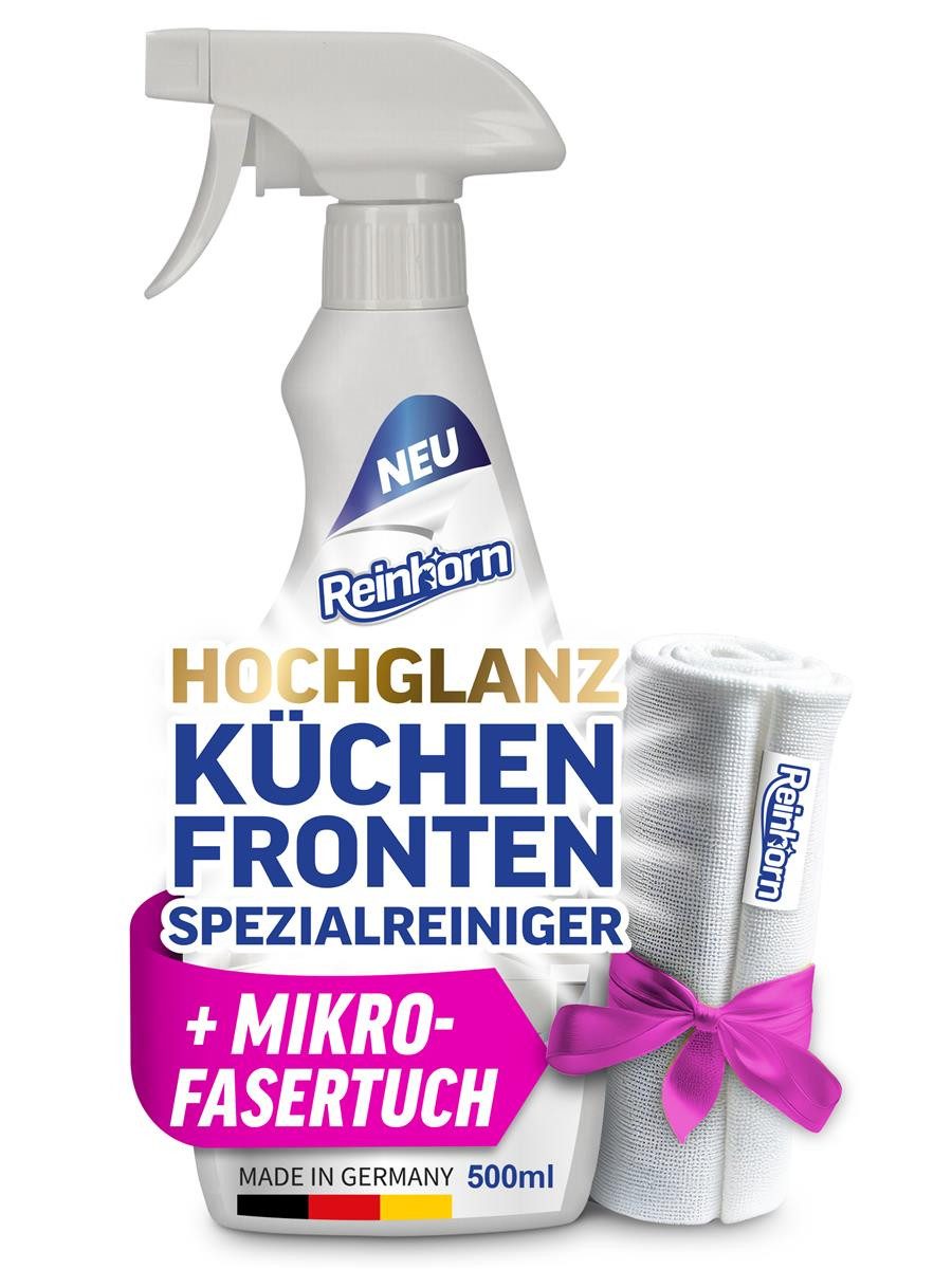 Reinhorn Küchenfronten Reiniger Hochglanz – Fettlöser mit Versiegelung 500 ml Küchenreiniger (Spezial Reiniger für Hochglanz Küchenfronten,Entfetter)