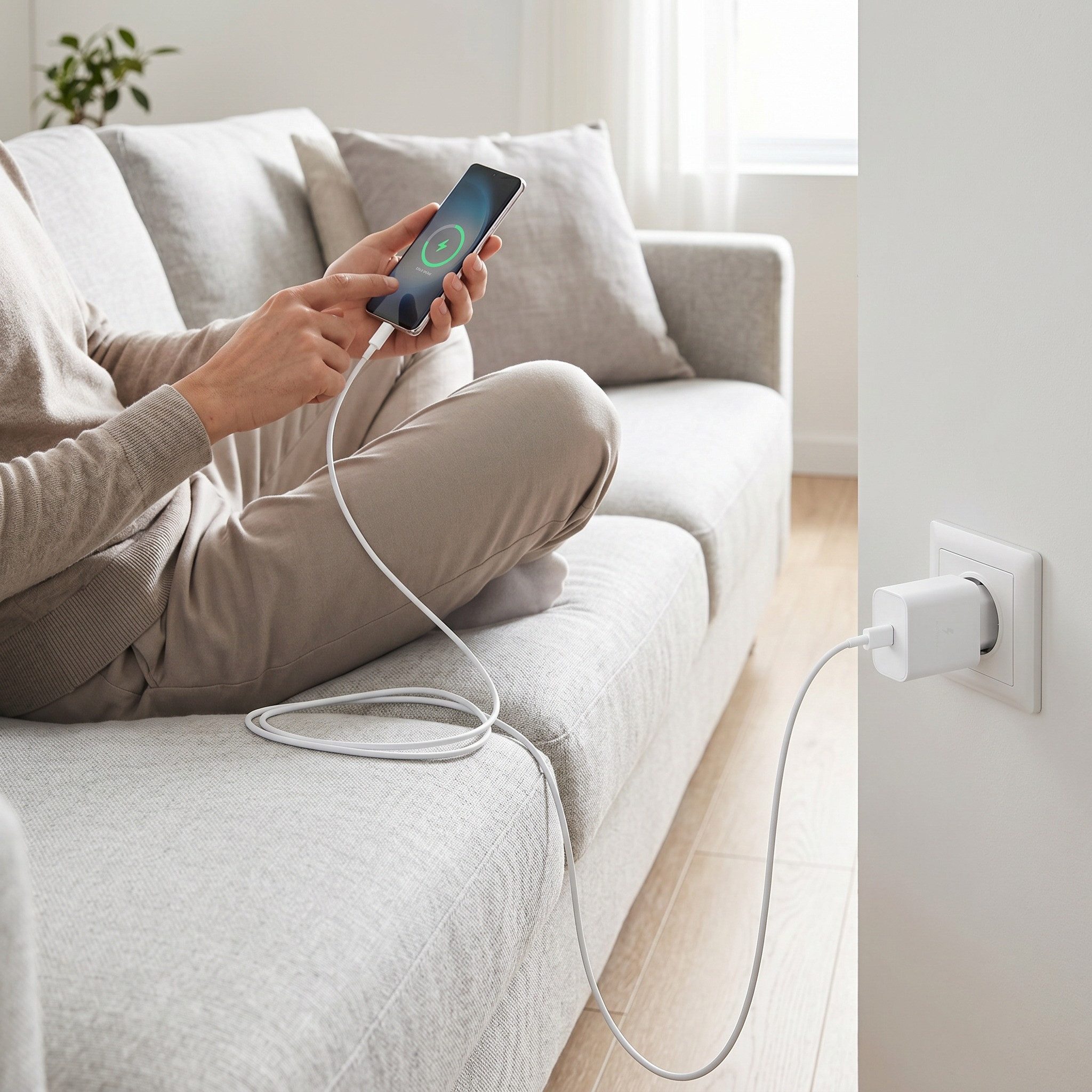 Ventarent 45W Lade-Set mit 2m Kabel für iPhone 17, 16 & 15 USB-Ladegerät USB-Ladegerät (3000 mA, Set, 2-tlg., Netzadapter und Ladekabel, Fast Charge, PD, PPS, Apple iPhone)