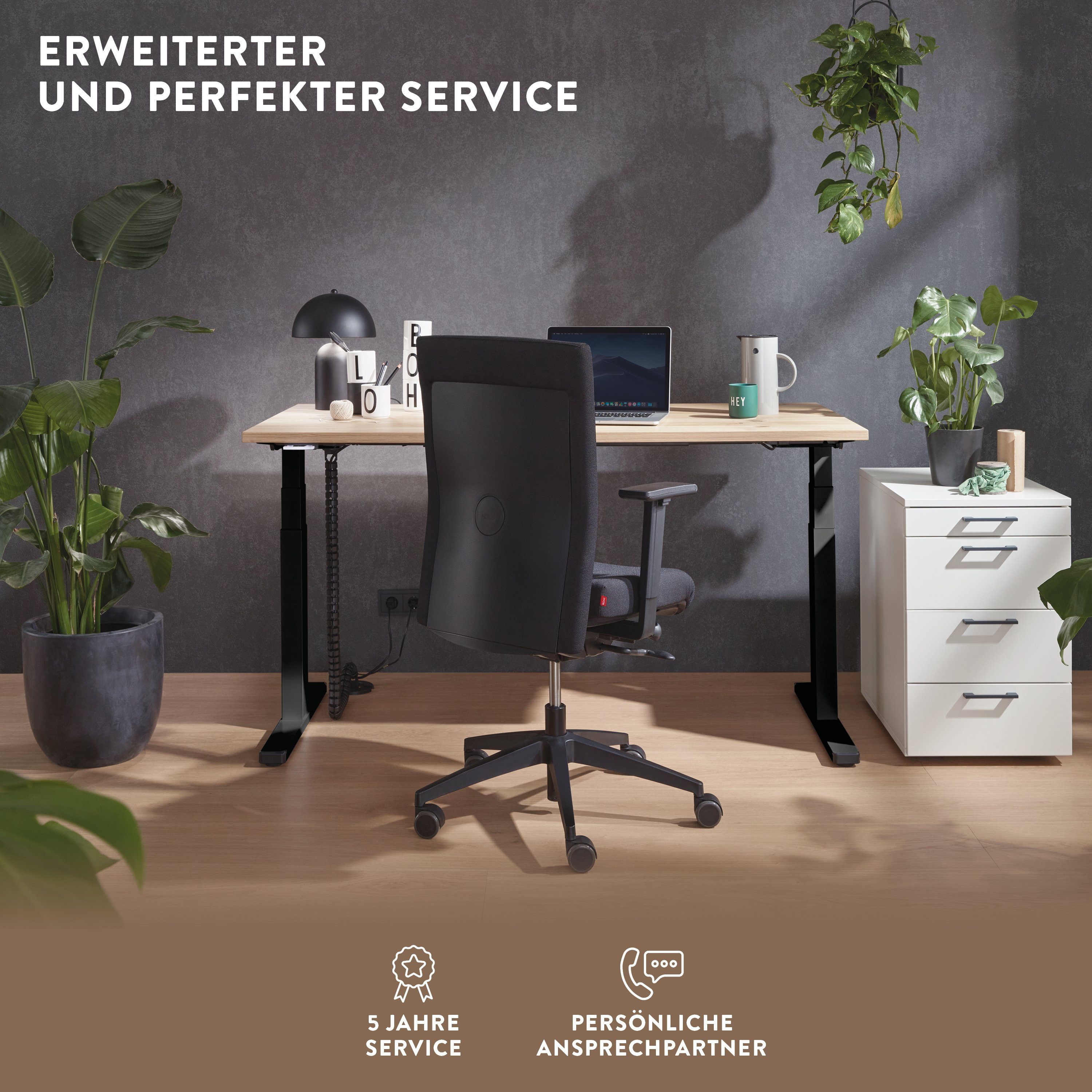 boho Wildeiche Schreibtisch elektrisch Tischplatte Schwarz Premium (Massiv) office® Schwarz Wildeiche höhenverstellbar, x 80 140 Line, | cm