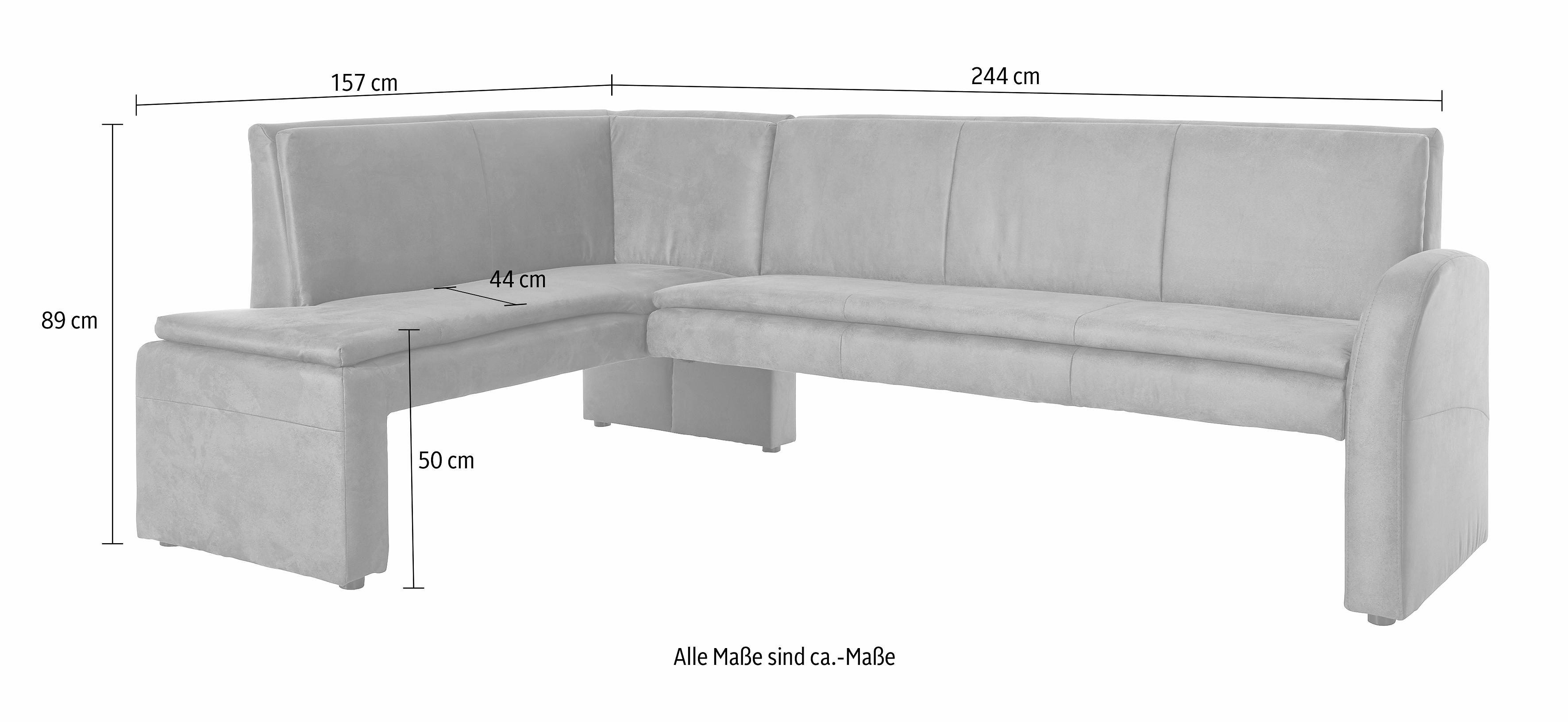 exxpo - sofa fashion Eckbank Cortado, elegant und modern mit hohem Sitzkomfort, hohe Bodenfreiheit, schöne Detailverarbeitung, wahlweise Lederbezug