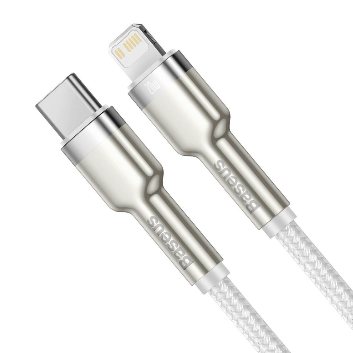 Baseus Schnellladekabel Metalldatenkabel USB-C kompatibel iPhone 20W 2m weiß Smartphone-Kabel