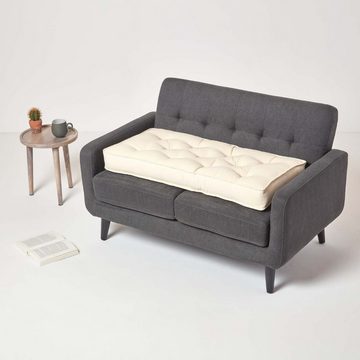 Homescapes Sitzkissen Sitzauflage für Zweisitzer-Sofa 100 x 48 cm – dickes Sitzkissen creme