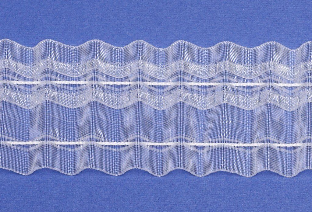 Gardine Universal Minifalten, Gardinenband, Vorhänge - Variabel /Breite: 50 mm / Farbe: transparent - L018, rewagi, Verkaufseinheit: 5 Meter