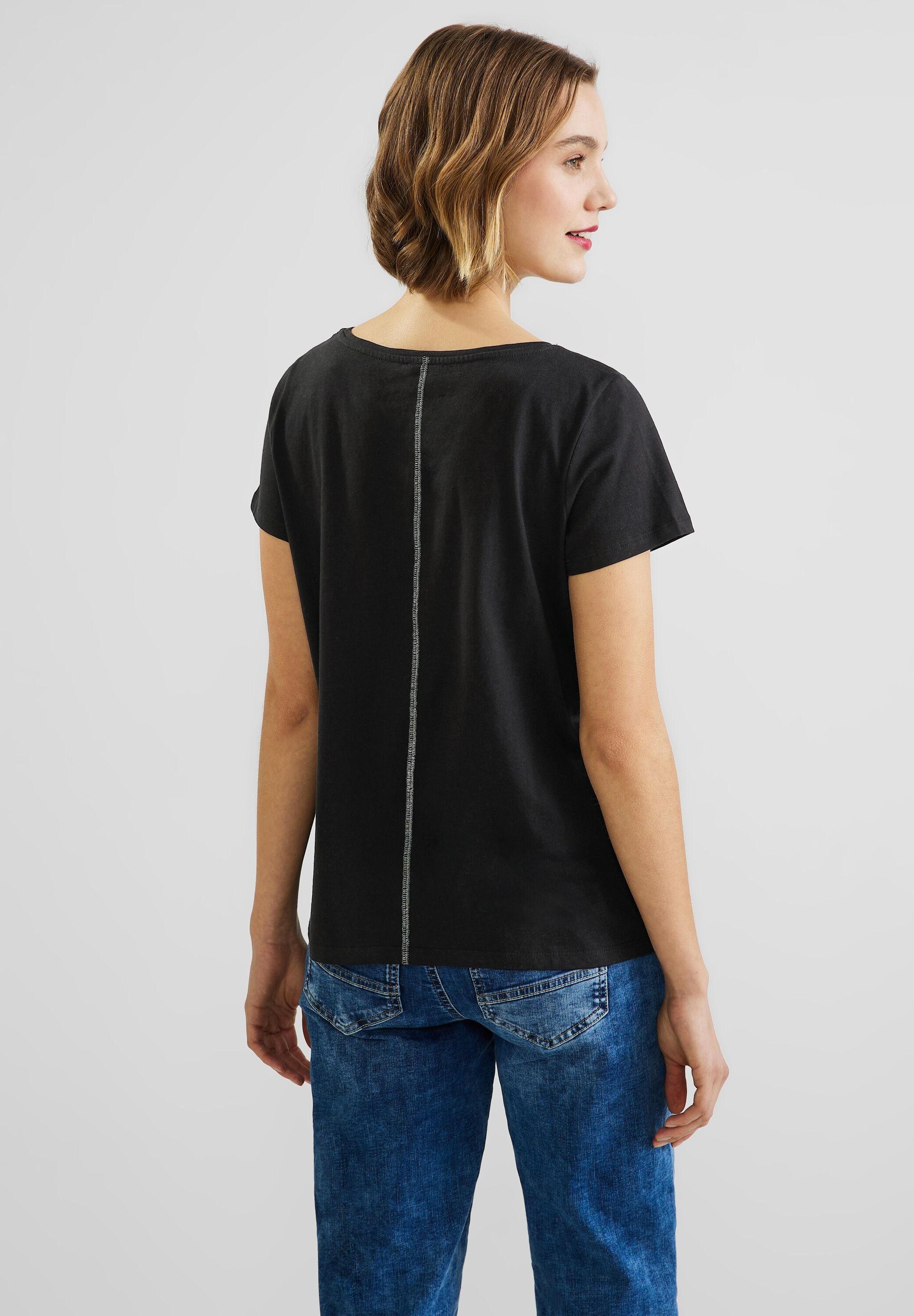 T-Shirt Unifarbe STREET in Black ONE