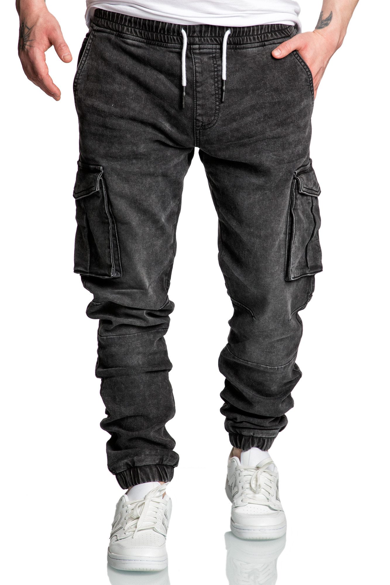 Amaci&Sons Cargojeans ALSIP Sweathose im Denim Look Herren Sweathose in Stretch Denim Jeans