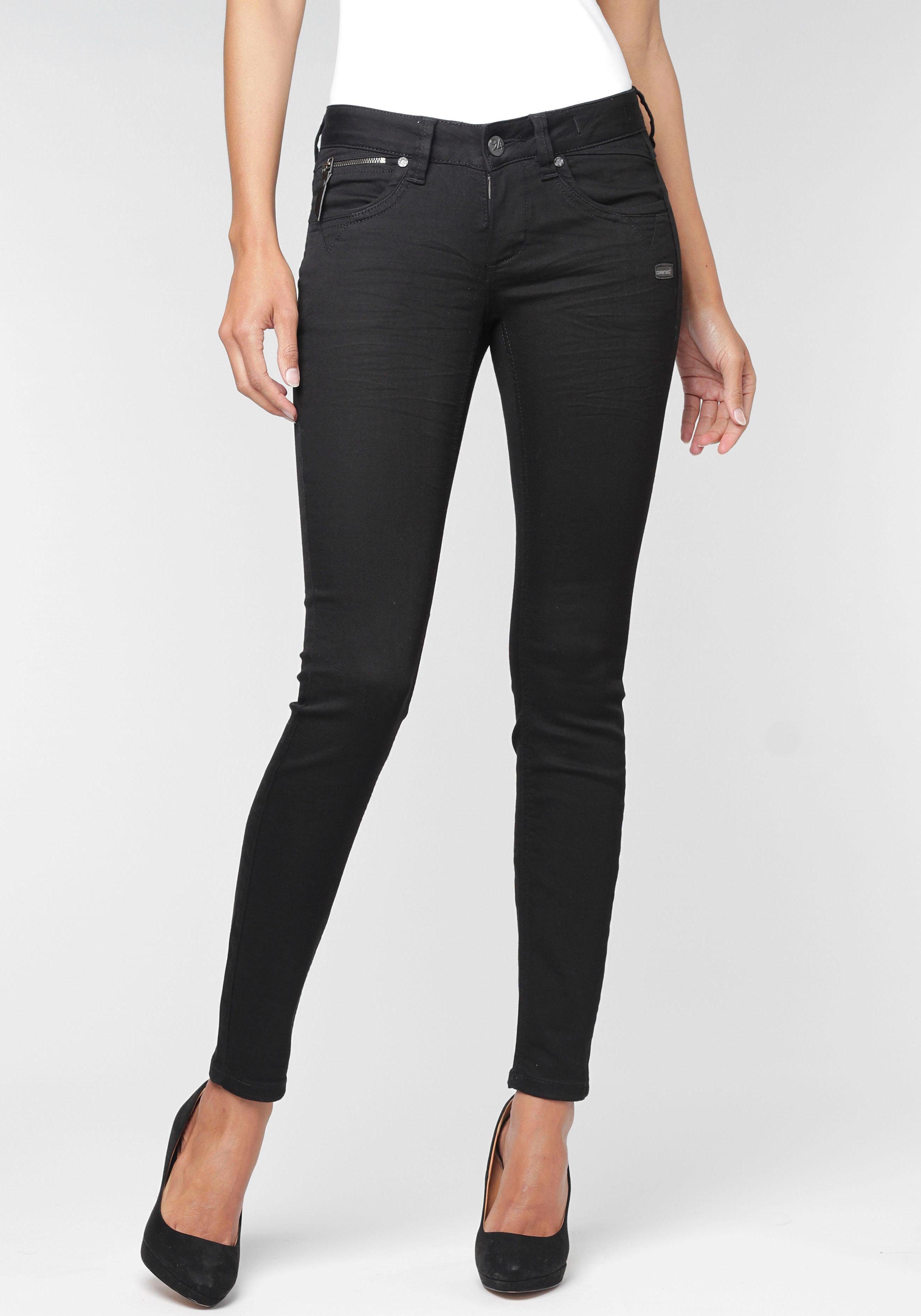 GANG Skinny-fit-Jeans 94Nikita mit schwarz Zipper-Detail der Coinpocket an