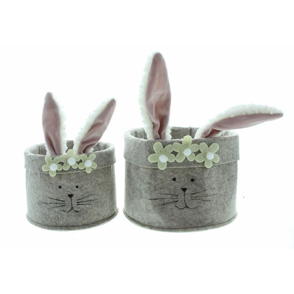 Home-trends24.de Osternest Häschen Osterhase Set Deko Ostern Aufbewahrung Füllkorb Körbchen