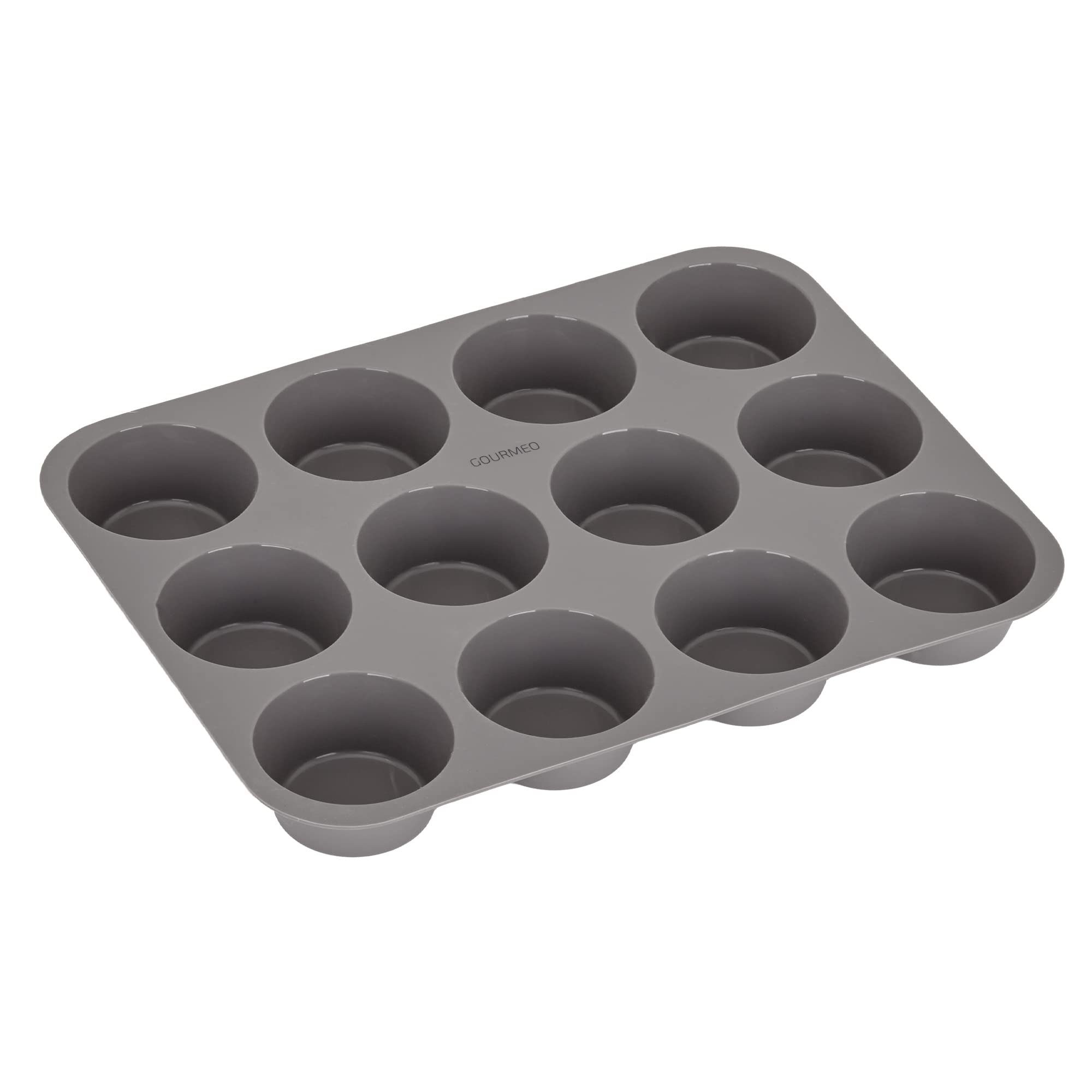 GOURMEO Backblech Silikon Muffinform für 12 Mini Muffins, Silikon, Silikon Backform für 12 kleine Muffins